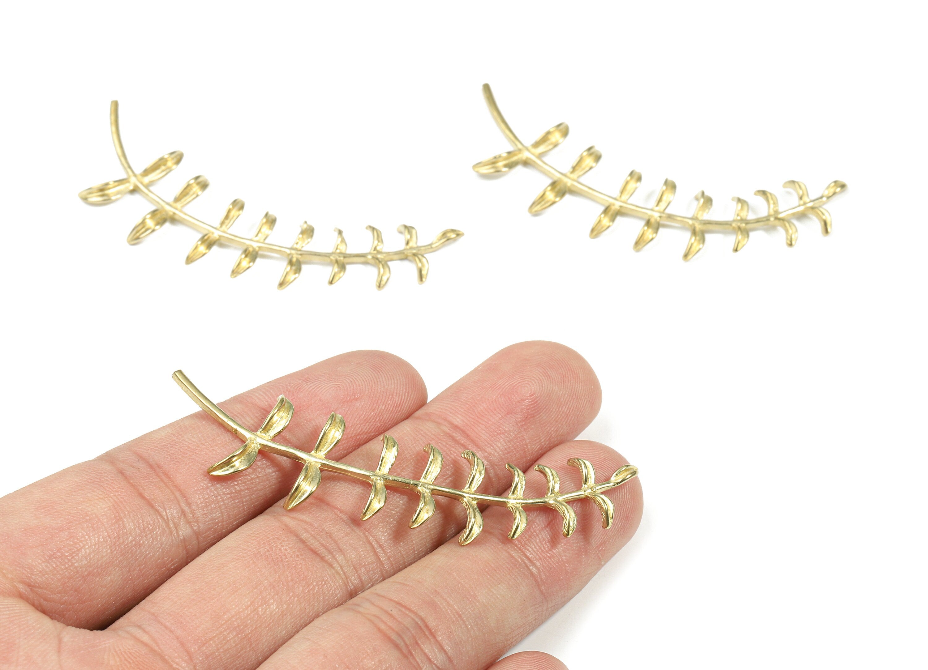 Brass Branch Brooch - Raw Brass Long Branch Brooch - Earring Findings - Jewelry Supplies - 57.61x16.94x3.62mm - PP3227 - DOMEDBAZAAR