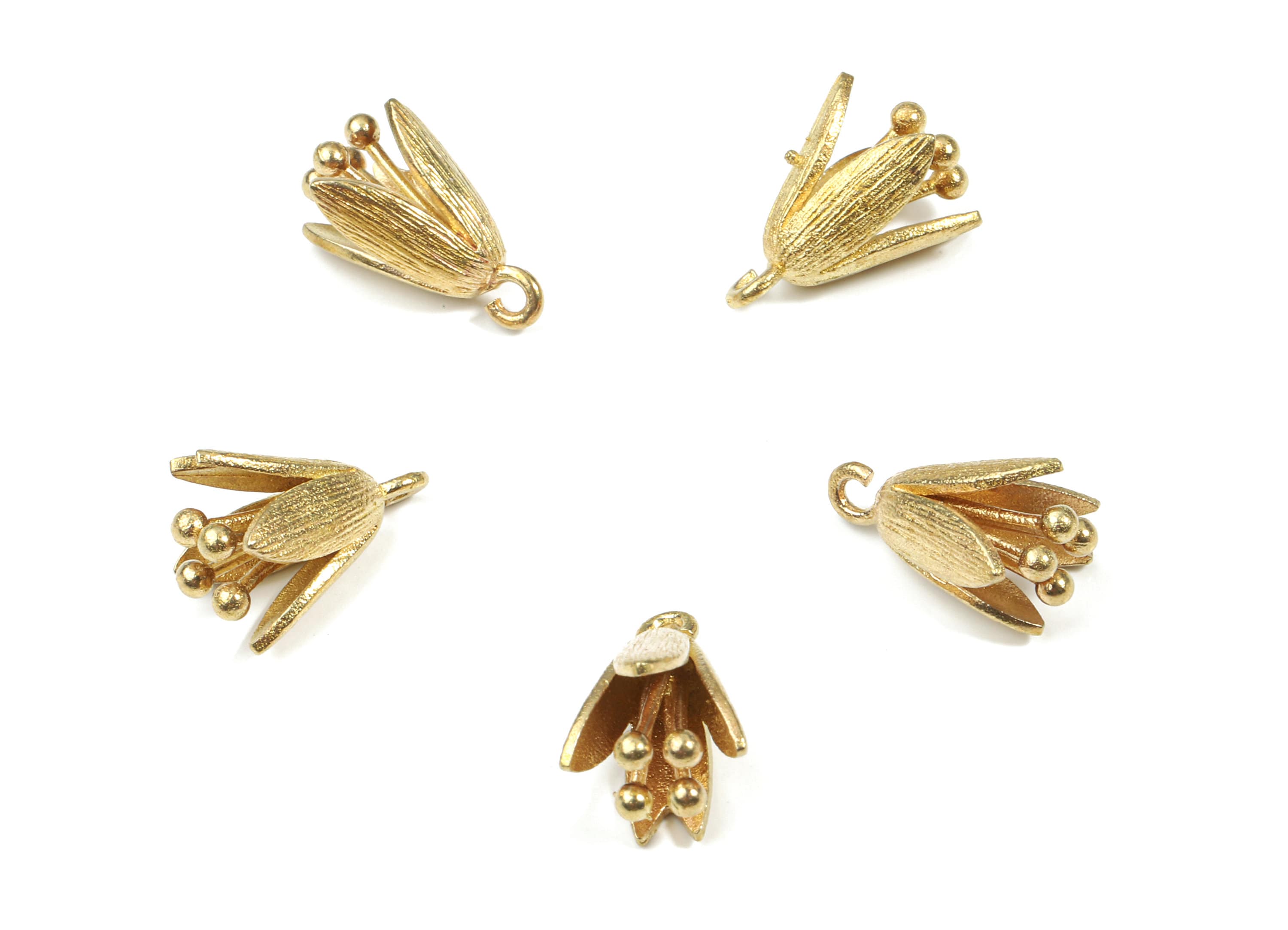 Brass Flower Earring Charms - Raw Brass Flower Pendant - Earring Findings - Jewelry Supplies - 14.24x9.65x1.94mm - PP3235 - DOMEDBAZAAR