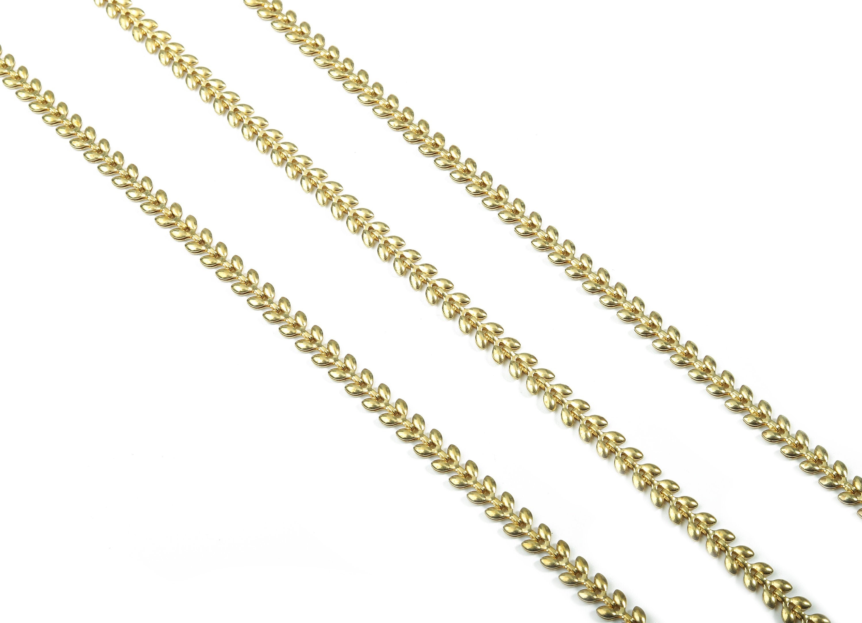 Raw Brass Leaf Chain - Two Sided Leaf Chevron Chains - Unsoldered Links - for Necklace Bracelet Jewellery Making - 0.21" x 0.08" CC1153 - DOMEDBAZAAR