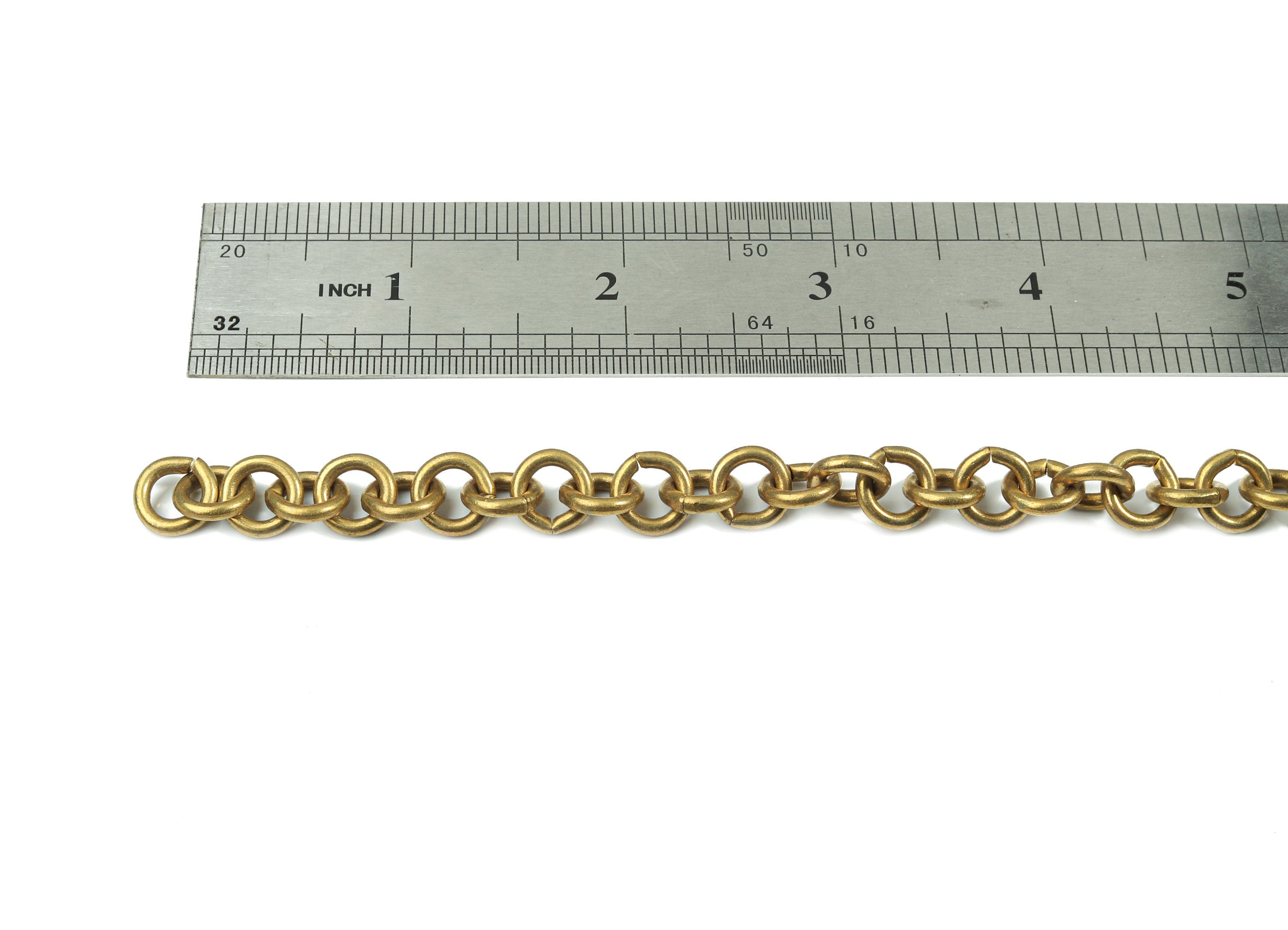 Brass Big Cable Chain - Raw Brass Round link Cable Chain - Soldered - For Necklace Bracelet Jewelry Making 0.37" x 0.37" x 0.08" CC1168 - DOMEDBAZAAR