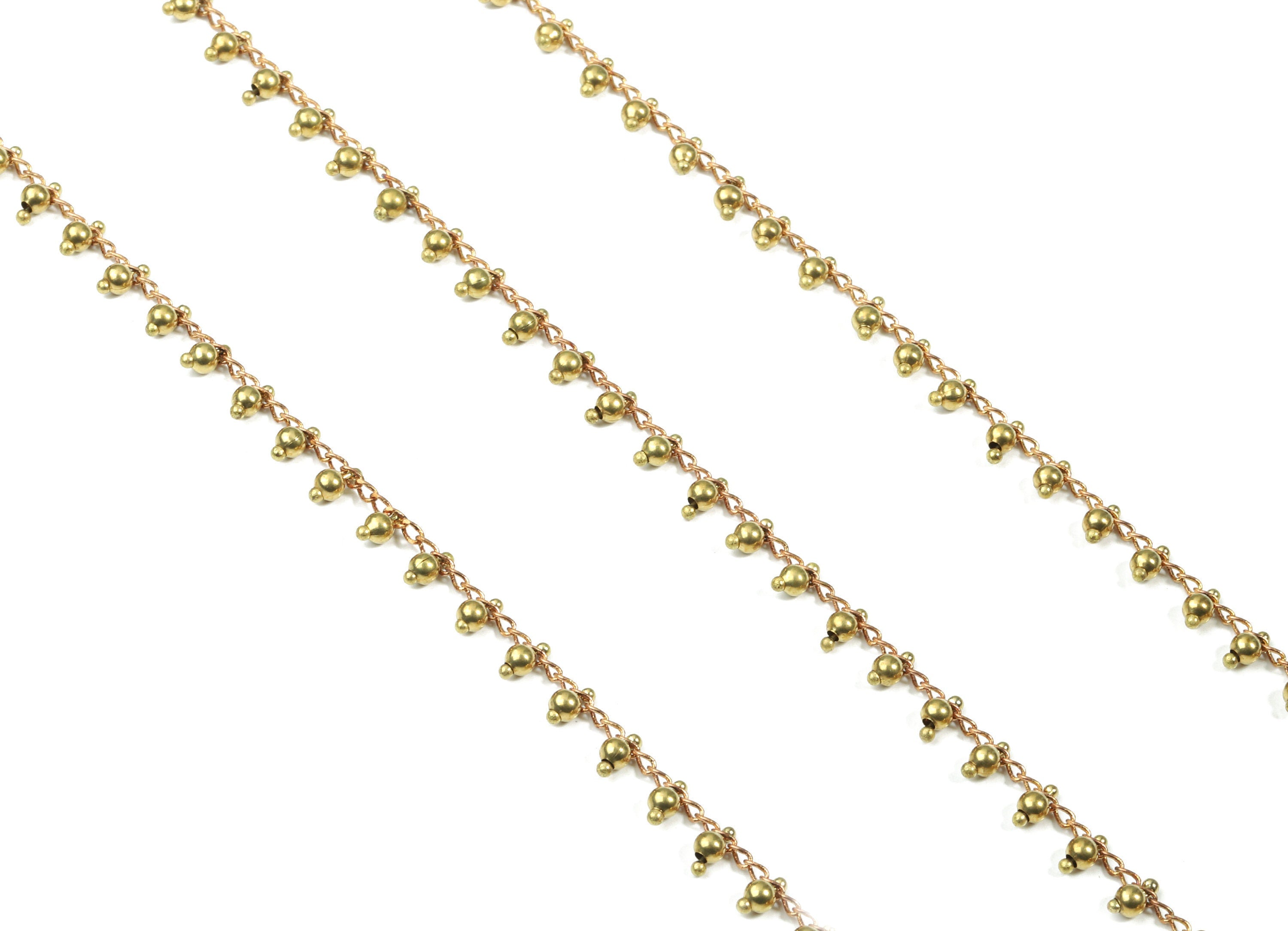 Brass Ball Satellite Curb Chain - Raw Brass Ball Beaded Curb Chain - Soldered Chain - Jewelry Making 0.23" x 0.12" x 0.11" CC1171 - DOMEDBAZAAR