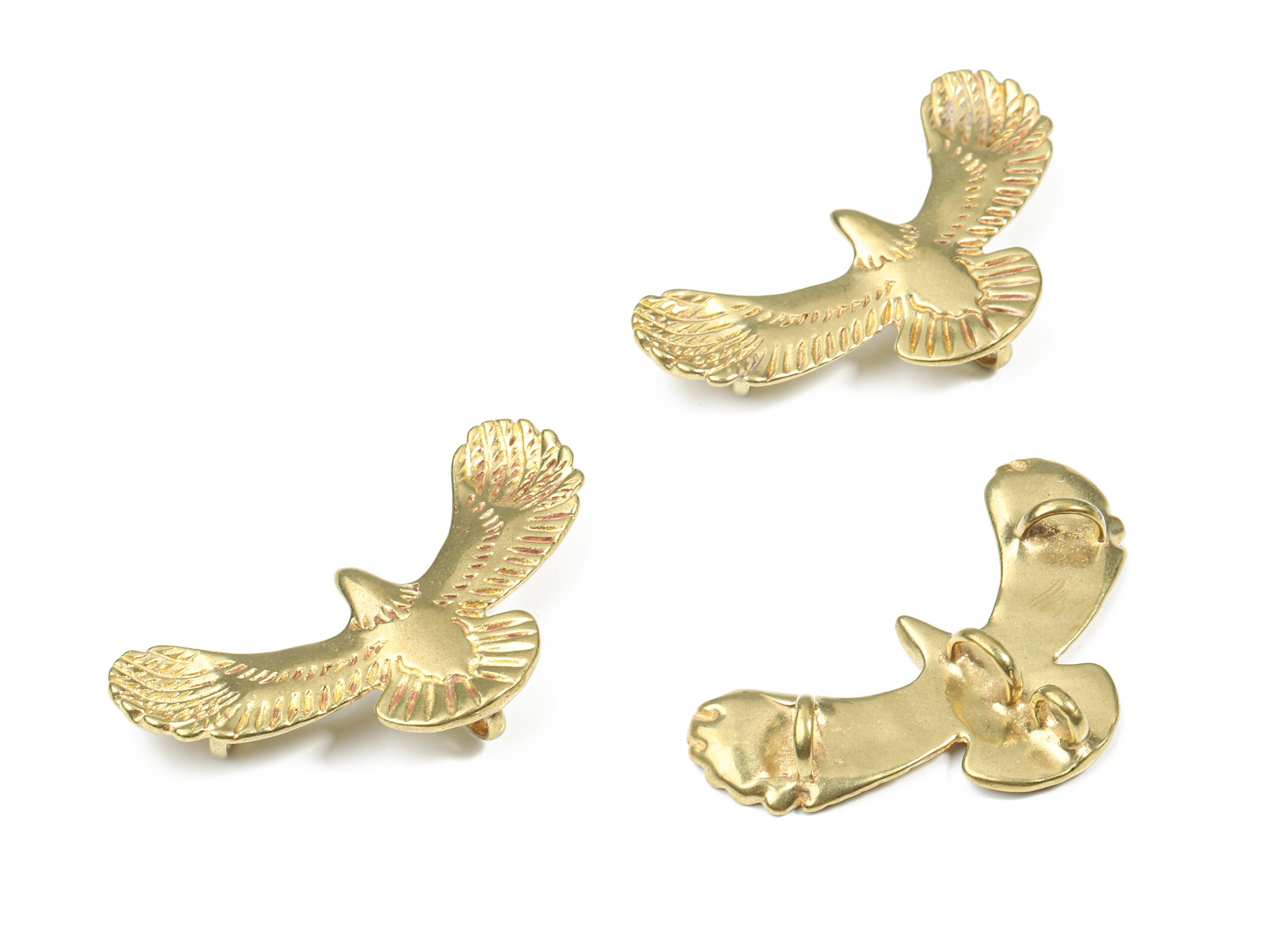 Brass Eagle Charm For Hair Clip - Raw Brass Eagle Connector - Earring Findings - Jewelry Supplies - 45.58x27.87x7.59mm - PP3231 - DOMEDBAZAAR