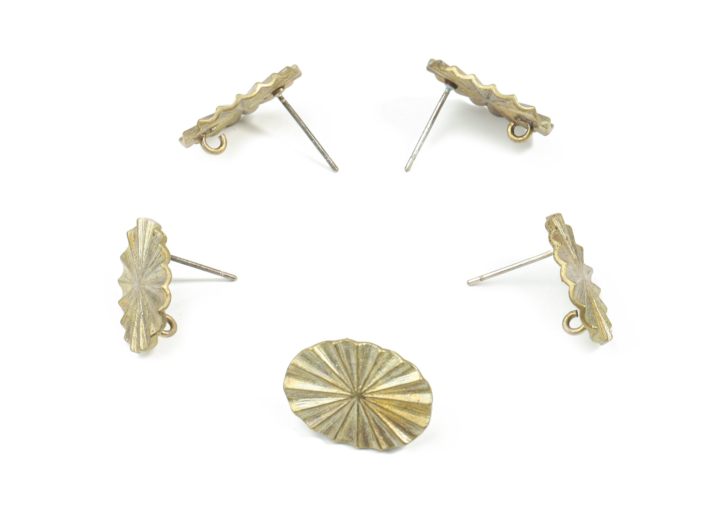 Brass Oval Earring Stud With Loop - Raw Brass Oval Earring Post - 325 Real Silver Stud - Jewelry Supplies - 17.3x12.77x1.39mm - PP3243 - DOMEDBAZAAR