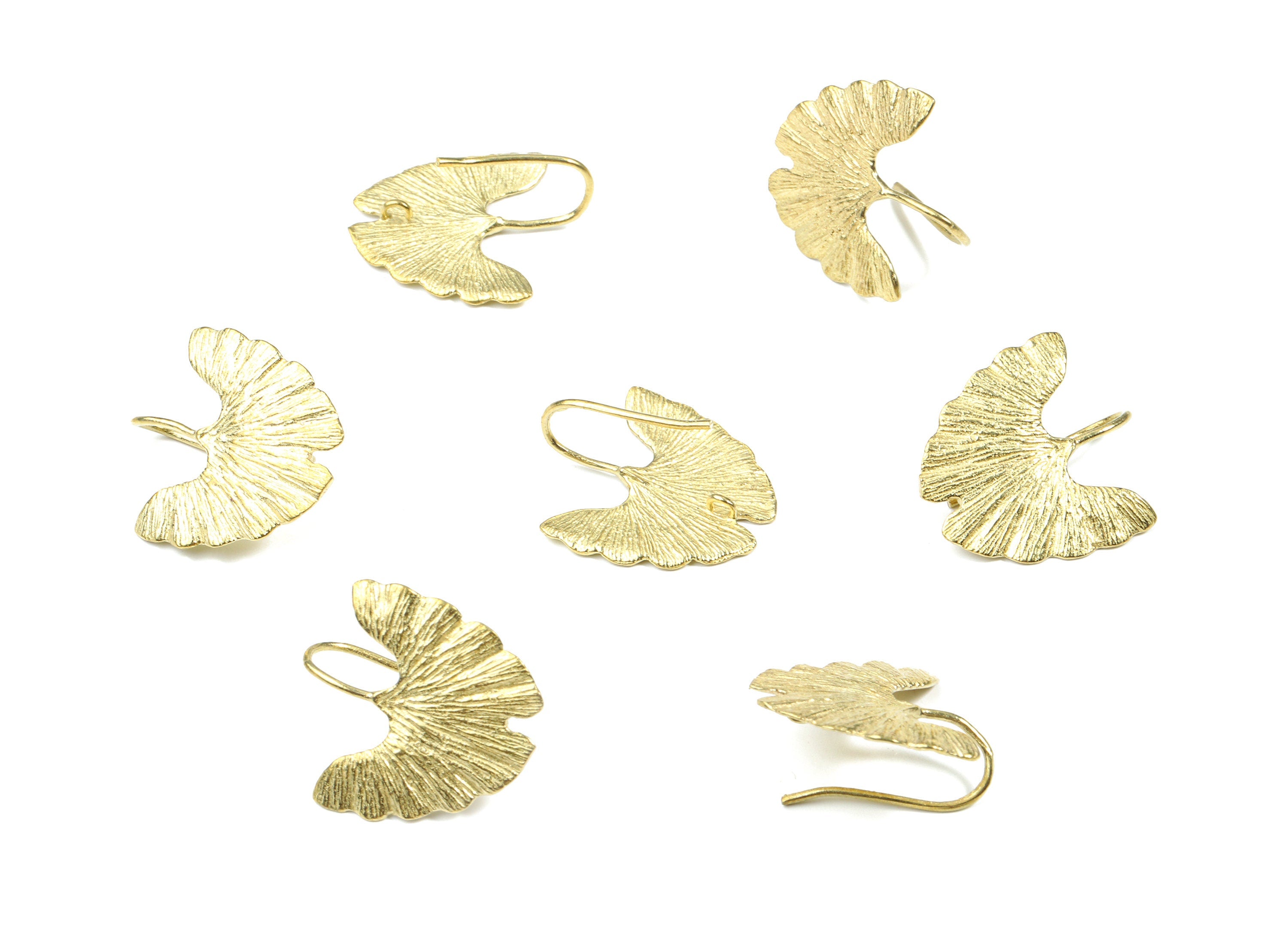 Brass Leaf Earring Hook - Raw Brass Leaf Earring Wires With Loop - Earring Findings - Jewelry Supplies - 20.8x19.68x1.24mm - PP3236 - DOMEDBAZAAR