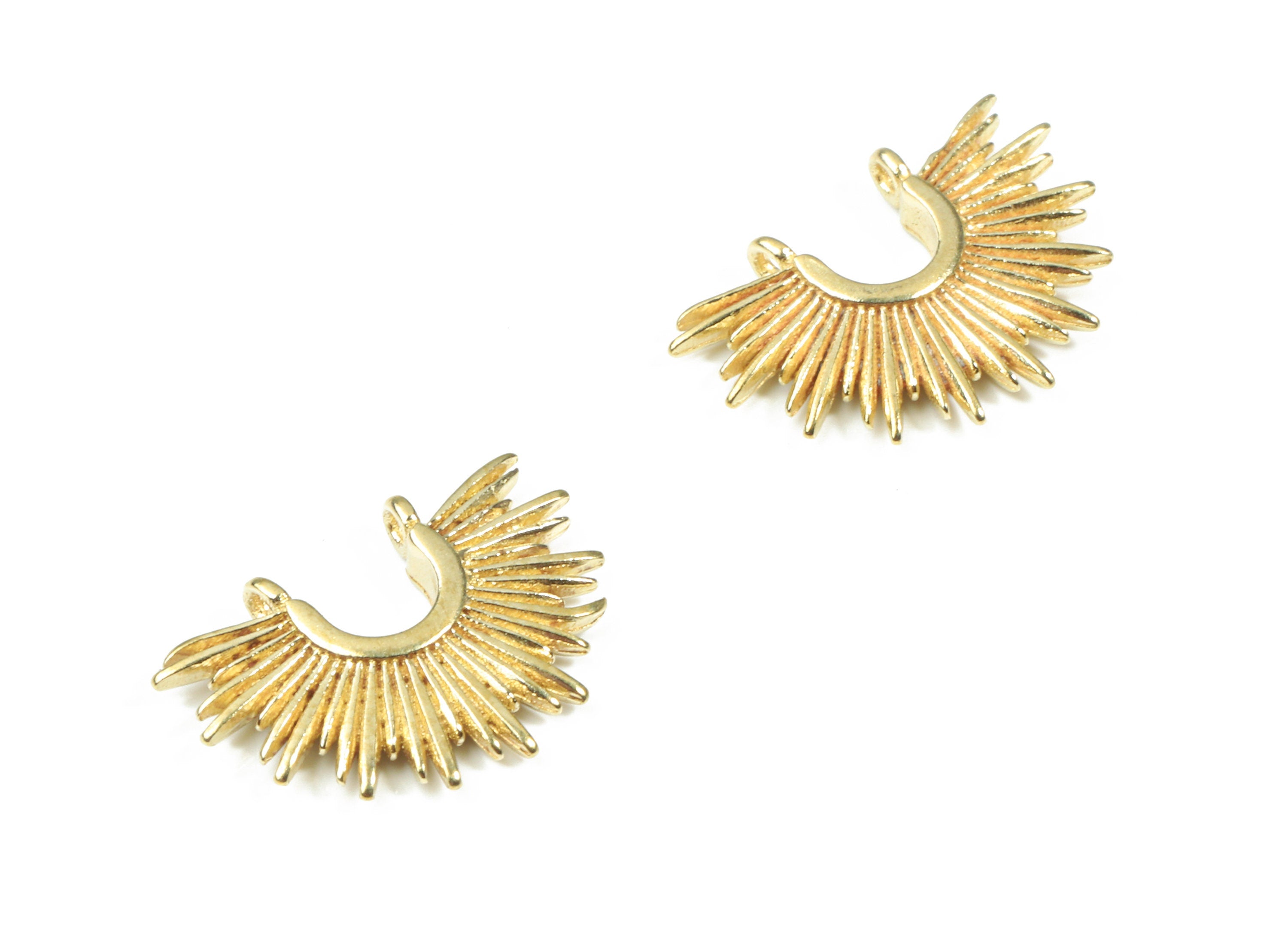 Brass Sun Earring Connectors - Raw Brass Sun Earring And Pendant - Earring Findings - Jewelry Supplies - 14.83x10.3x2.05mm - PP3272 - DOMEDBAZAAR
