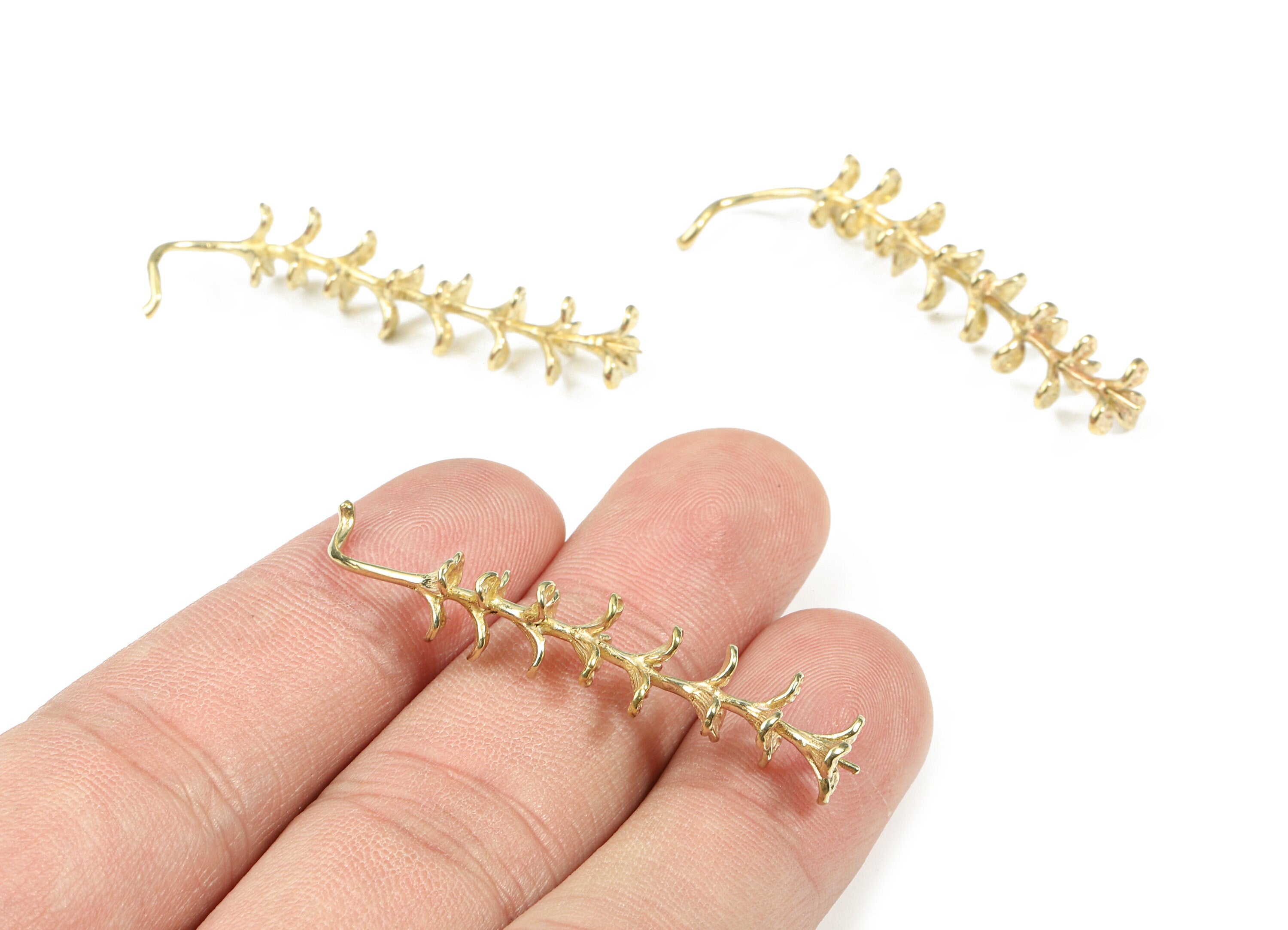 Brass Branch Brooch - Raw Brass Branch Brooch - Brooch Findings - Jewelry Supplies - 41.83x7.15x1.28mm - PP3244 - DOMEDBAZAAR