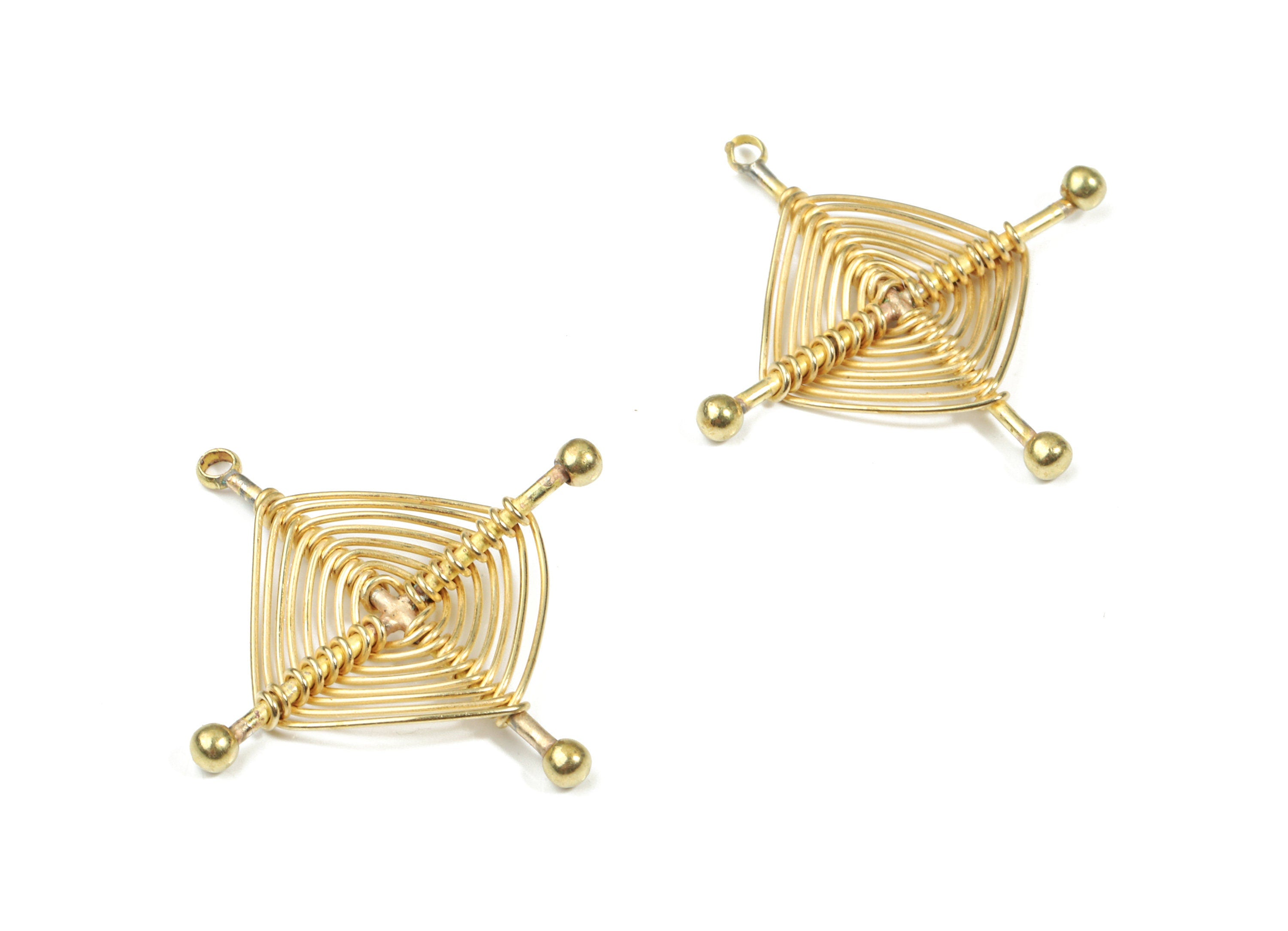 Brass Ear Wires Earring Charms - Raw Brass Ear Wires Pendant - Earring Findings - Jewelry Supplies - 28.16x26.61x2.47mm - PP3334 - DOMEDBAZAAR
