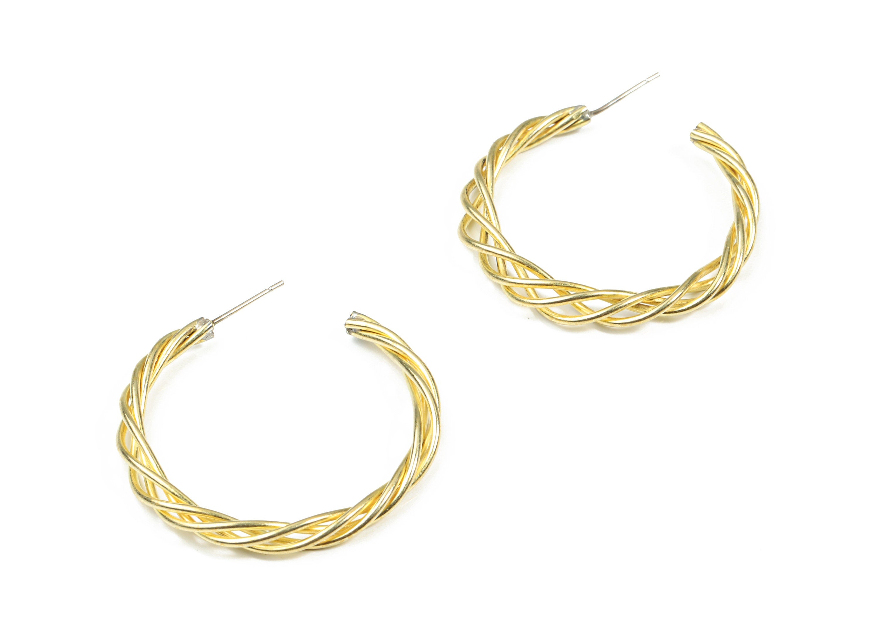 Brass Stud Open Hoop - Raw Brass Ear Wires Earring Post - C Earring Stud - Surgical Stud - Jewelry Supplies - 34.81x4.45x3.02mm - PP3281 - DOMEDBAZAAR