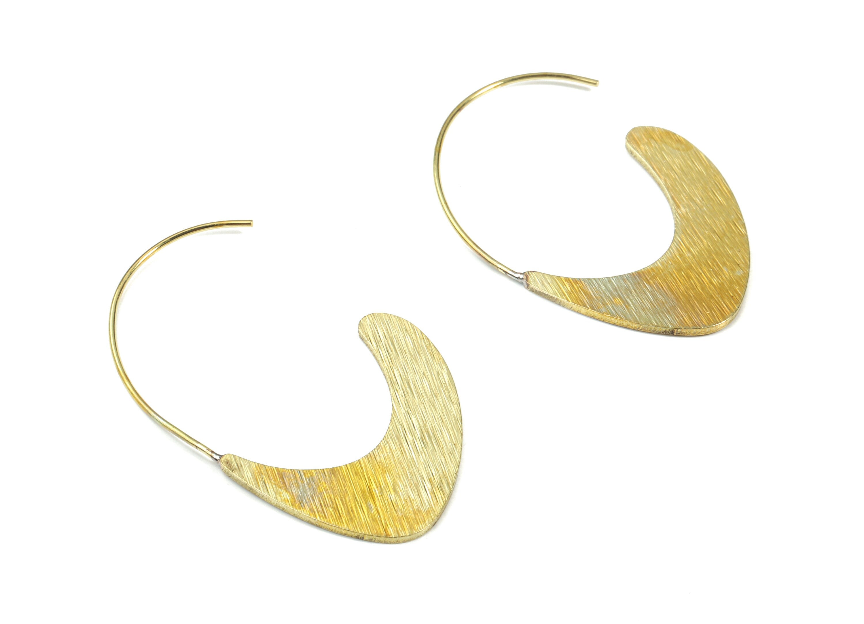 Brass C Earring Hooks - Raw Brass Textured Earring - Earring Findings - Jewelry Supplies - 42.17x27.17x1.19mm - PP3333 - DOMEDBAZAAR