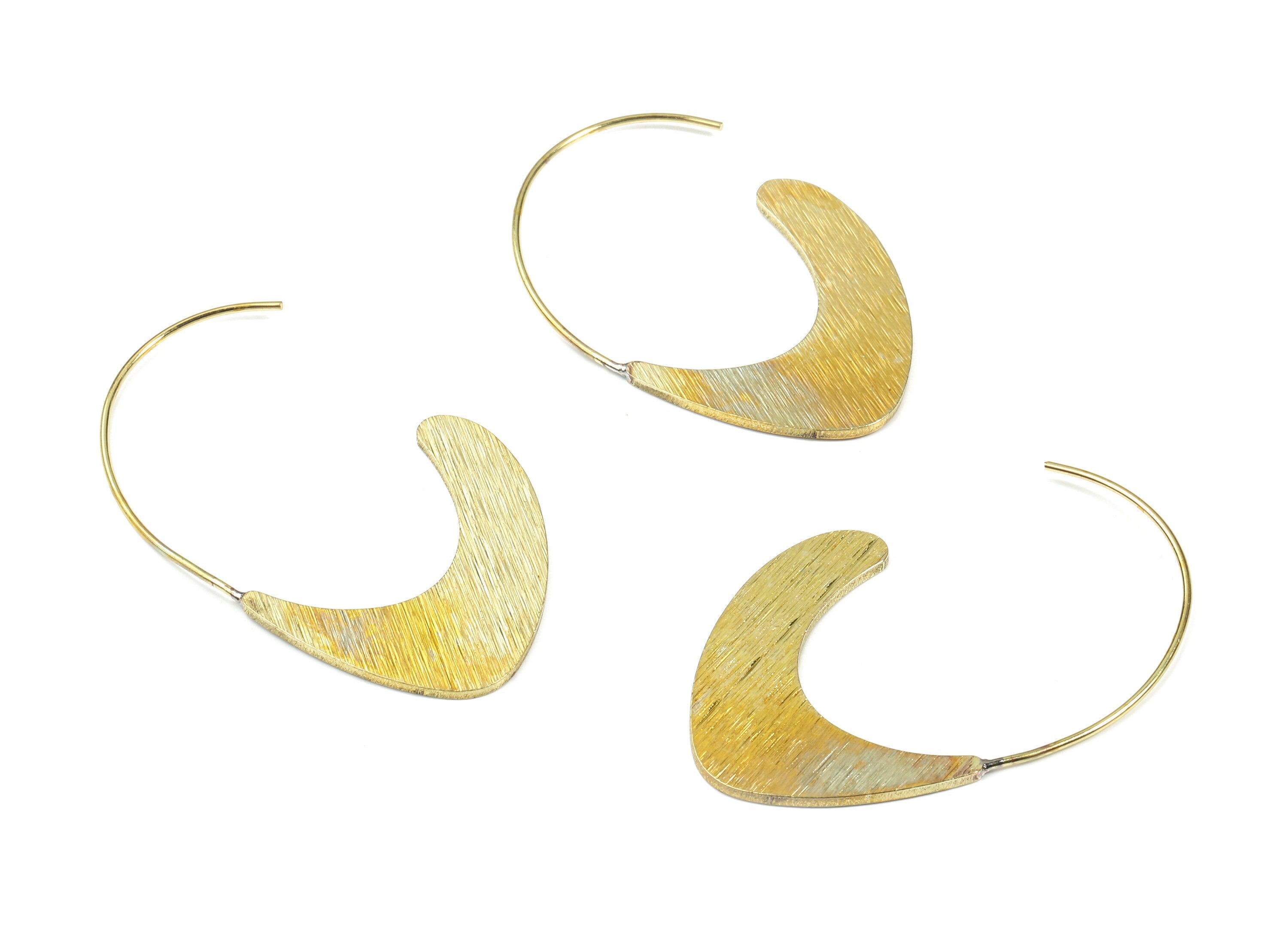 Brass C Earring Hooks - Raw Brass Textured Earring - Earring Findings - Jewelry Supplies - 42.17x27.17x1.19mm - PP3333 - DOMEDBAZAAR