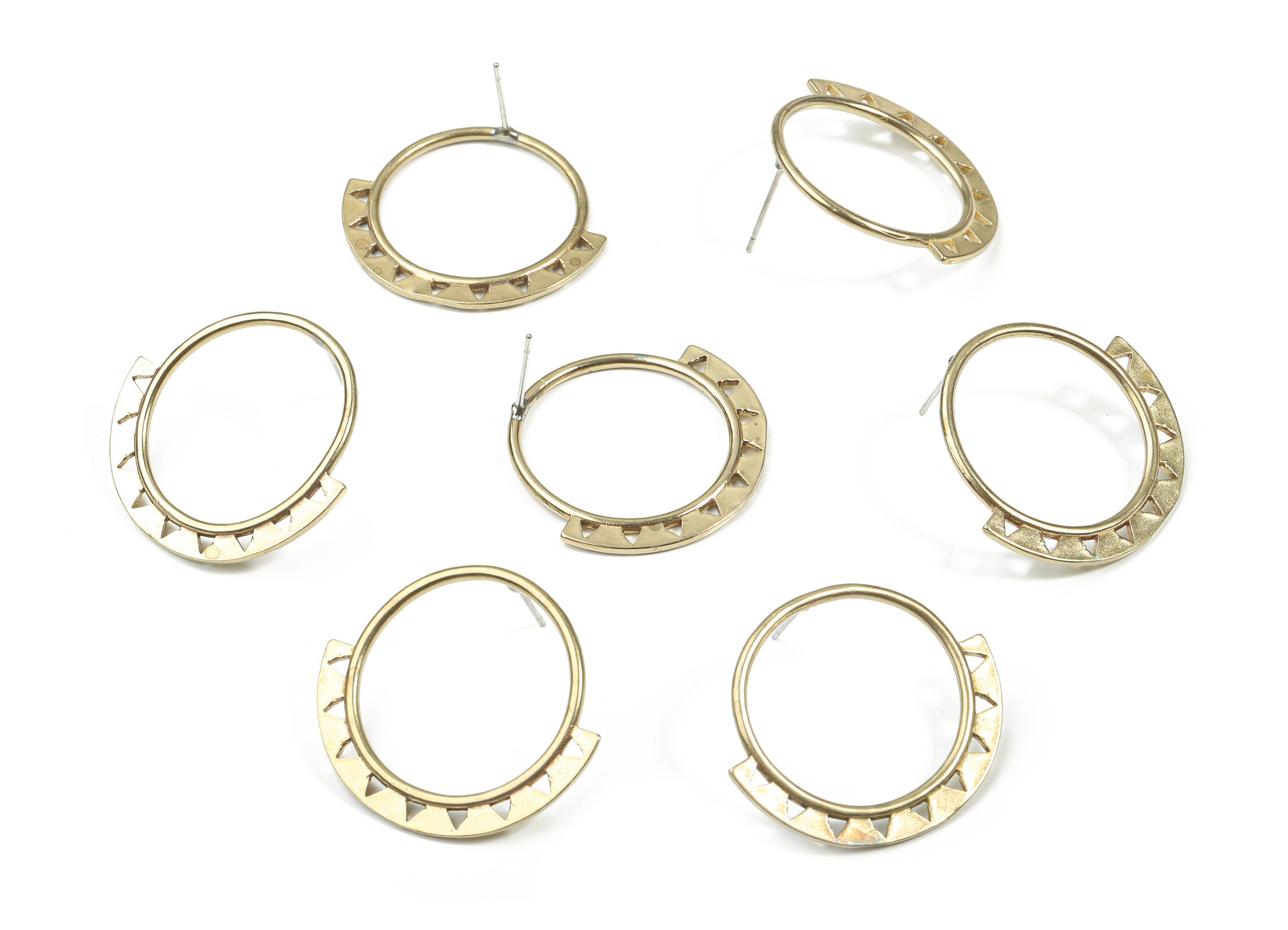 Brass Hoop Stud Earring - Raw Brass Triangles Earring Post - Surgical Stud - Earring Post - Jewelry Supplies - 29.51x27.15x1.55mm - PP3322 - DOMEDBAZAAR