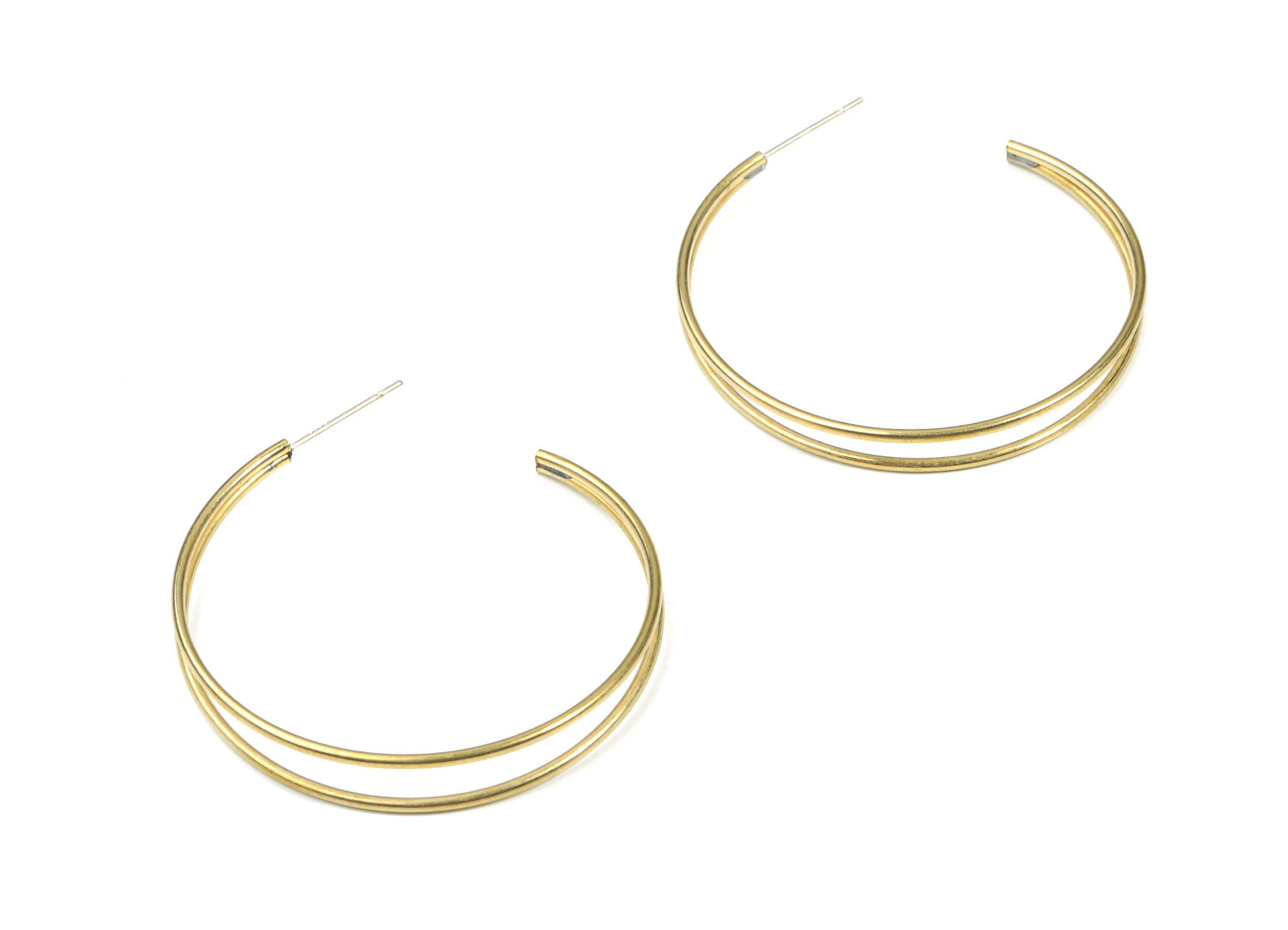 Brass Stud Open Hoop - Raw Brass C Earring Post - Ear Wires Earring Stud - Surgical Stud - Jewelry Supplies - 39.34x6.29x1.28mm - PP3341 - DOMEDBAZAAR