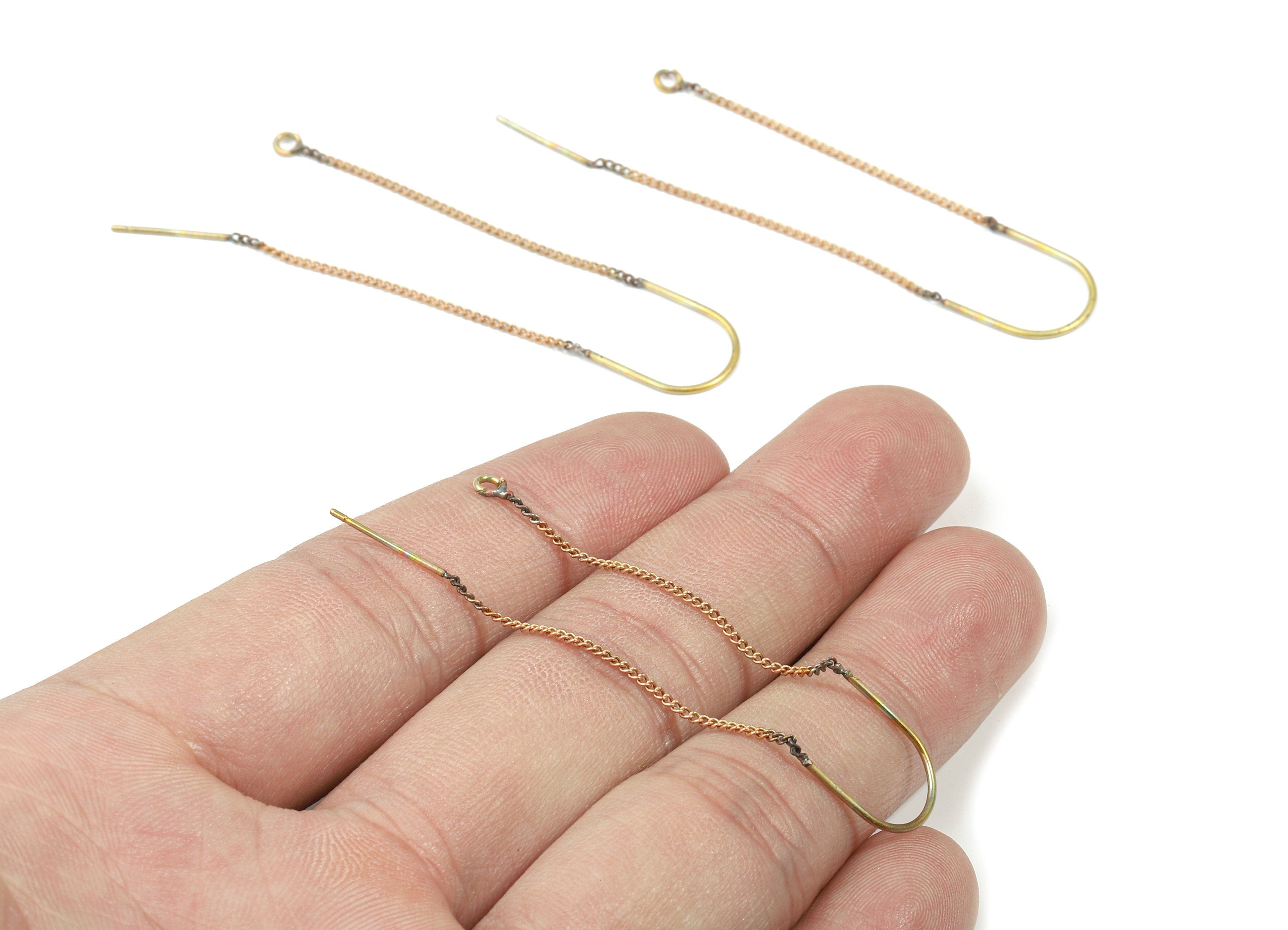 Brass Chain Earring Stud - Raw Brass Curb Chain Earring Post - Surgical Stud - Earring Wire - Jewelry Supplies - 56.8x12.15x0.79mm - PP3337 - DOMEDBAZAAR