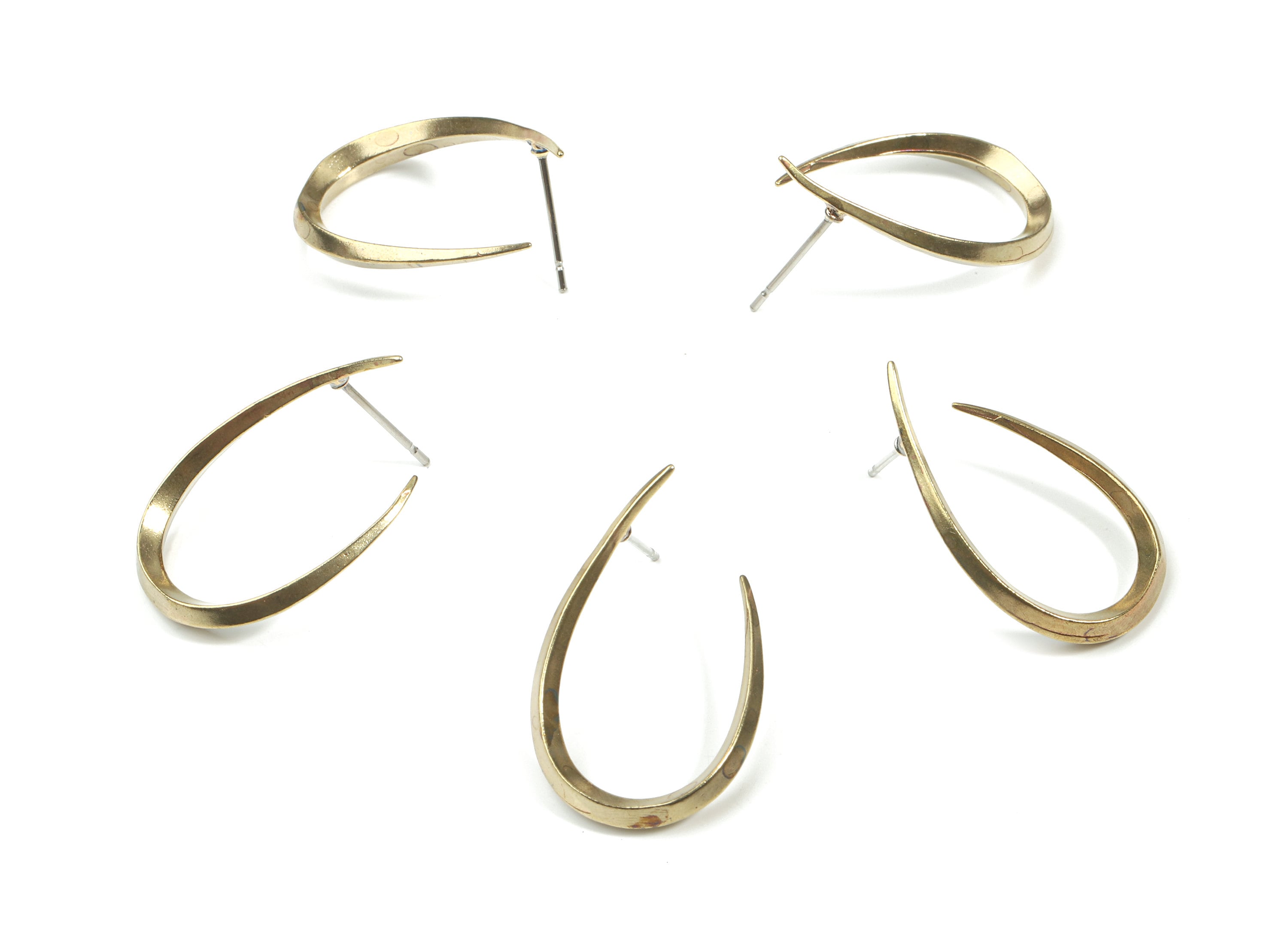 Brass Stud Wavy U Earring - Raw Brass Earring Post - Surgical Stud - Earring Post - Jewelry Supplies - 26.89x16.72x2.4mm - PP3298 - DOMEDBAZAAR