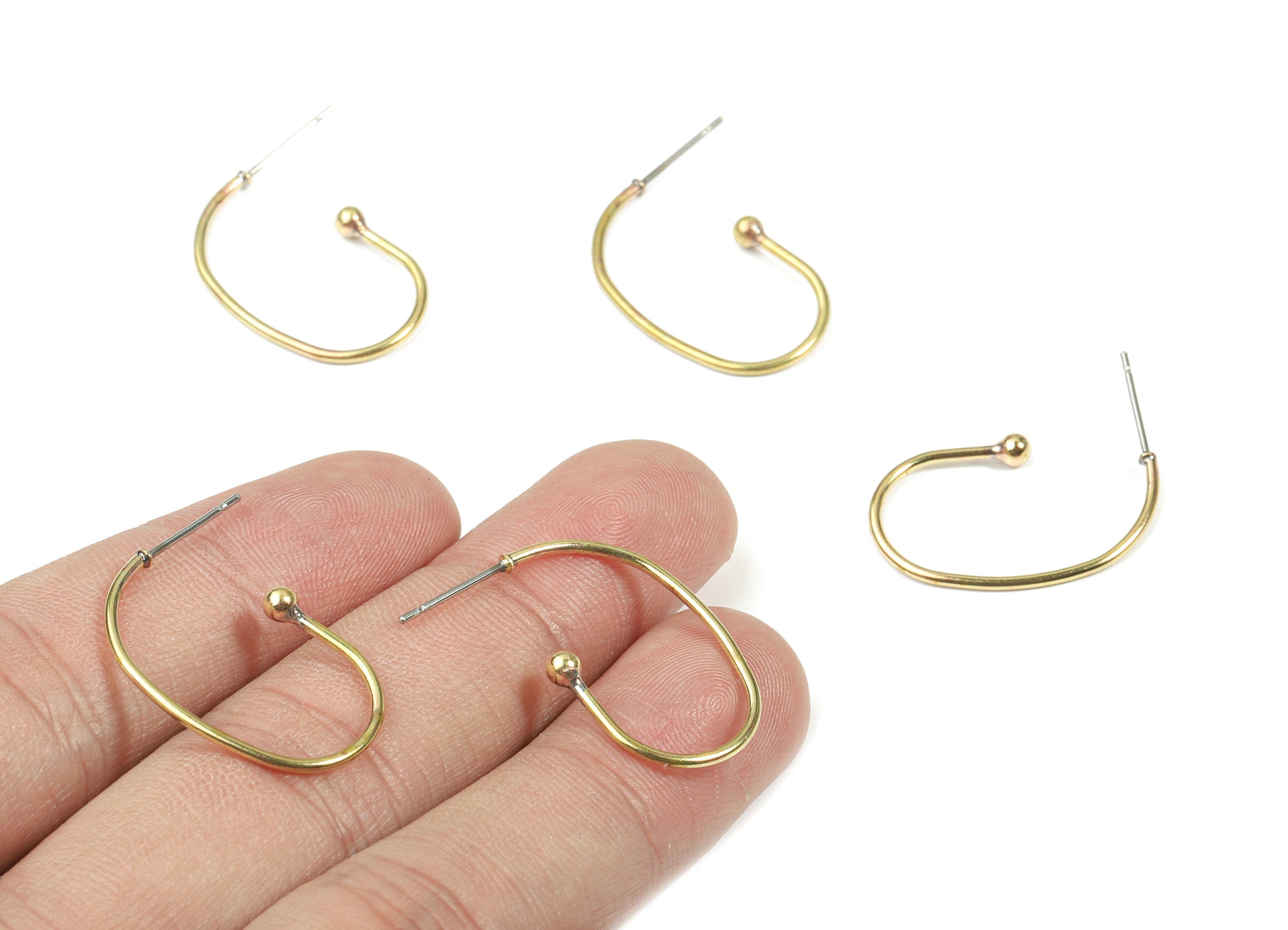 Brass Wire Earring Stud - Raw Brass Wire Earring Post - Surgical Stud - Earring Post - Jewelry Supplies - 25.12x16.65x2.93mm - PP3335 - DOMEDBAZAAR