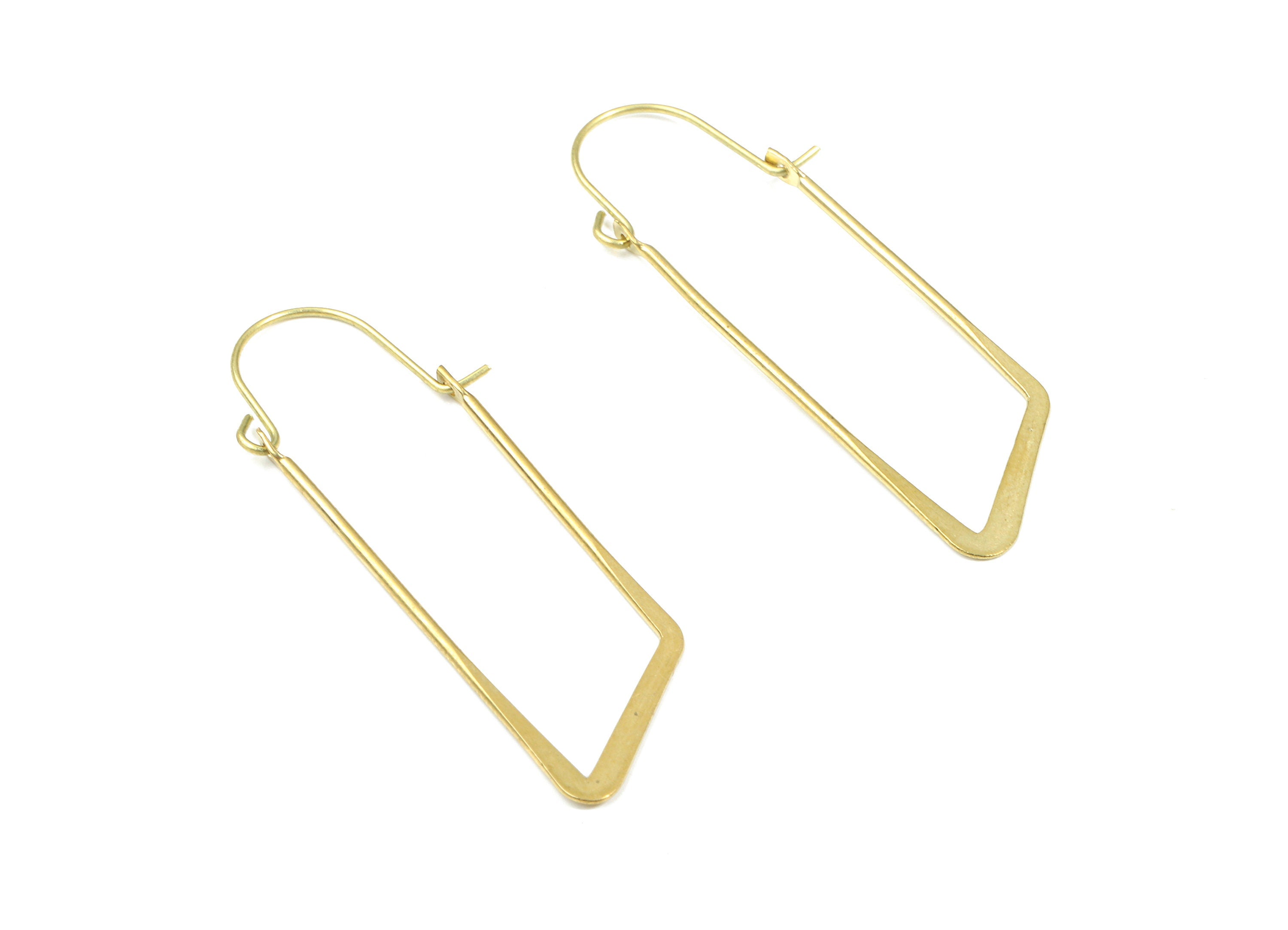 Brass Hammered Earring Wire - Raw Brass Ear Wire - Earring Findings - Jewelry Supplies - 49.5x15.22x1.22mm - PP3495 - DOMEDBAZAAR