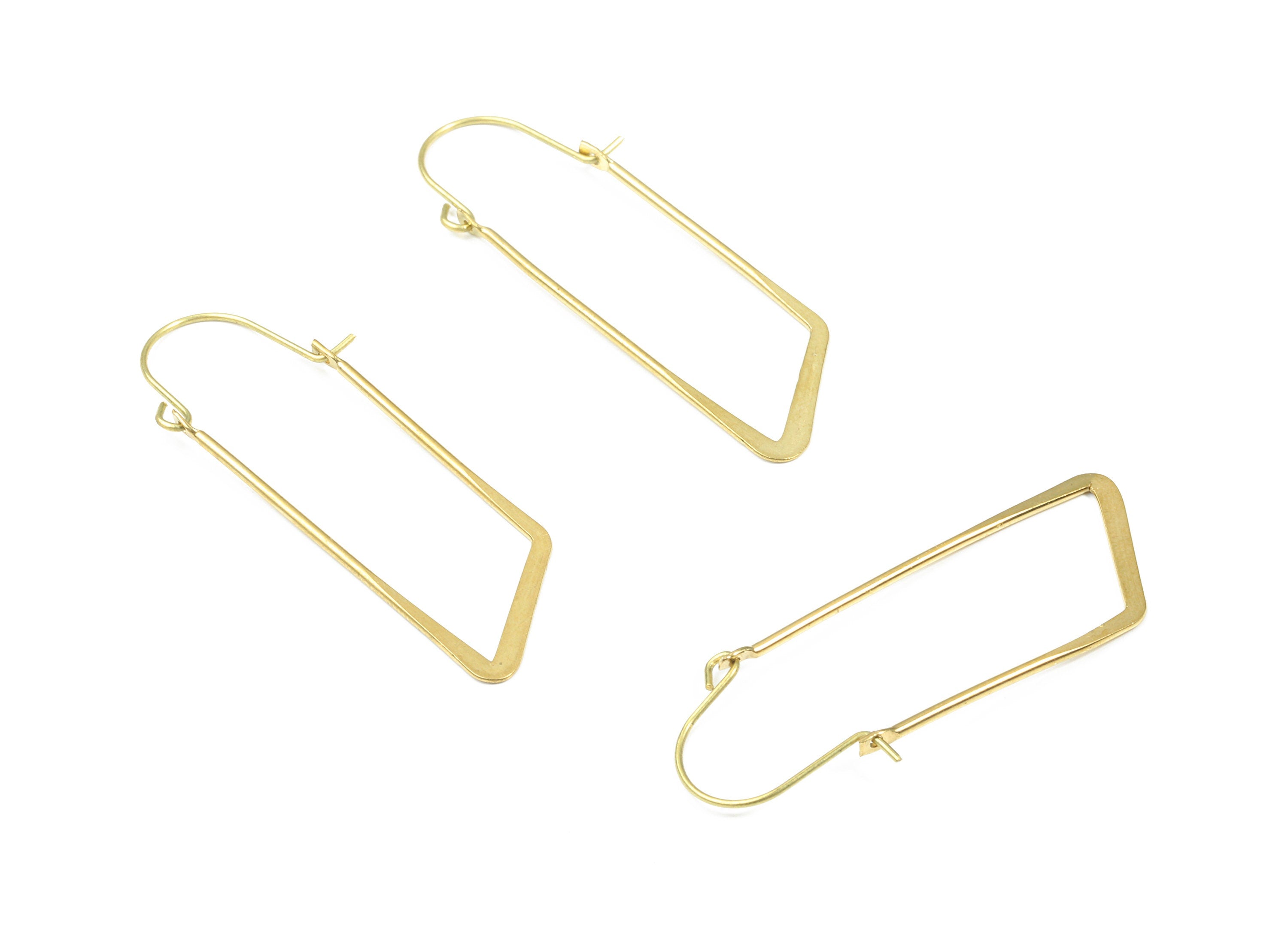 Brass Hammered Earring Wire - Raw Brass Ear Wire - Earring Findings - Jewelry Supplies - 49.5x15.22x1.22mm - PP3495 - DOMEDBAZAAR