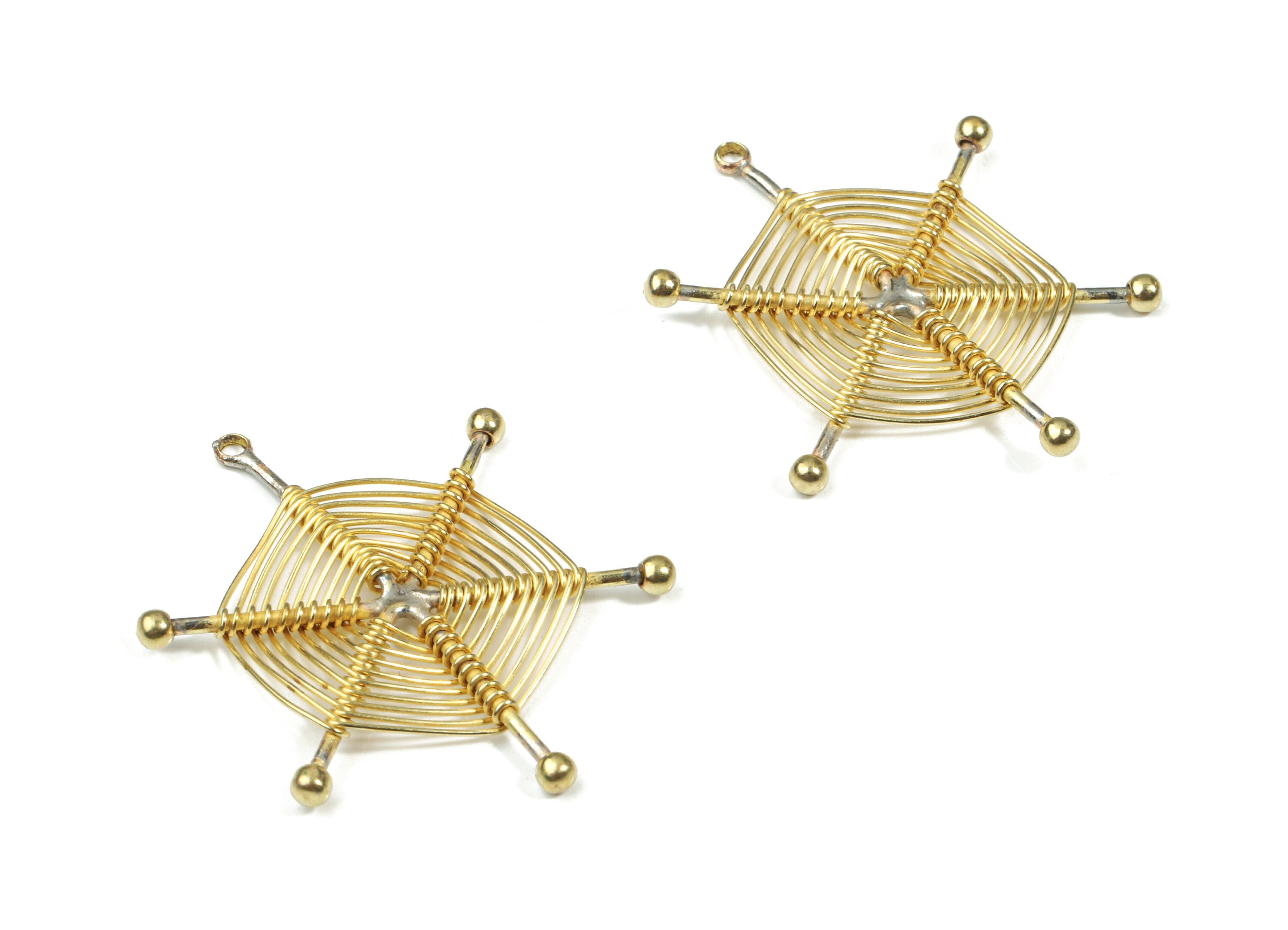 Brass Ear Wires Earring Charms - Raw Brass Ear Wires Pendant - Earring Findings - Jewelry Supplies - 35.07x32.71x2.47mm - PP3336 - DOMEDBAZAAR