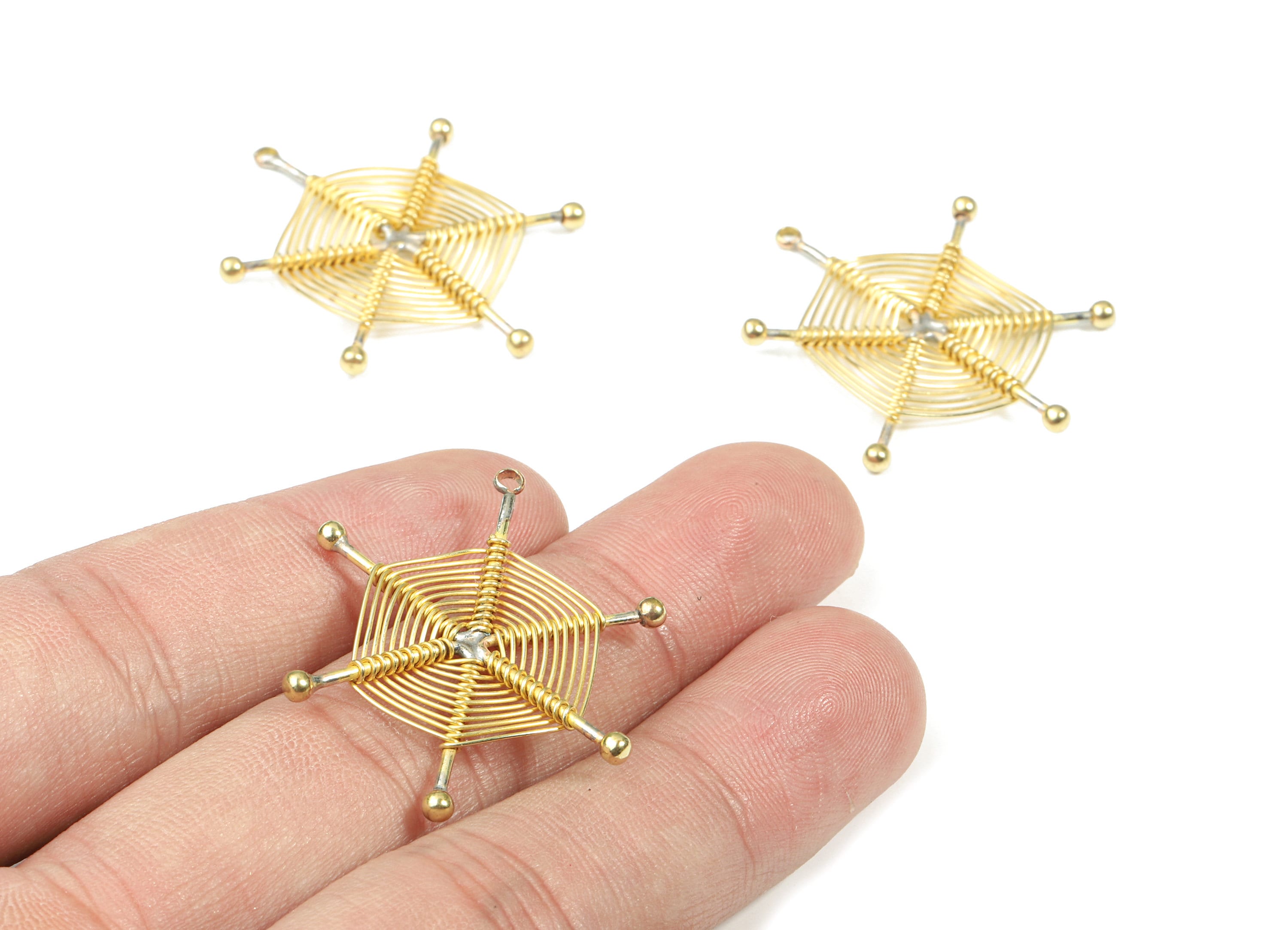 Brass Ear Wires Earring Charms - Raw Brass Ear Wires Pendant - Earring Findings - Jewelry Supplies - 35.07x32.71x2.47mm - PP3336 - DOMEDBAZAAR