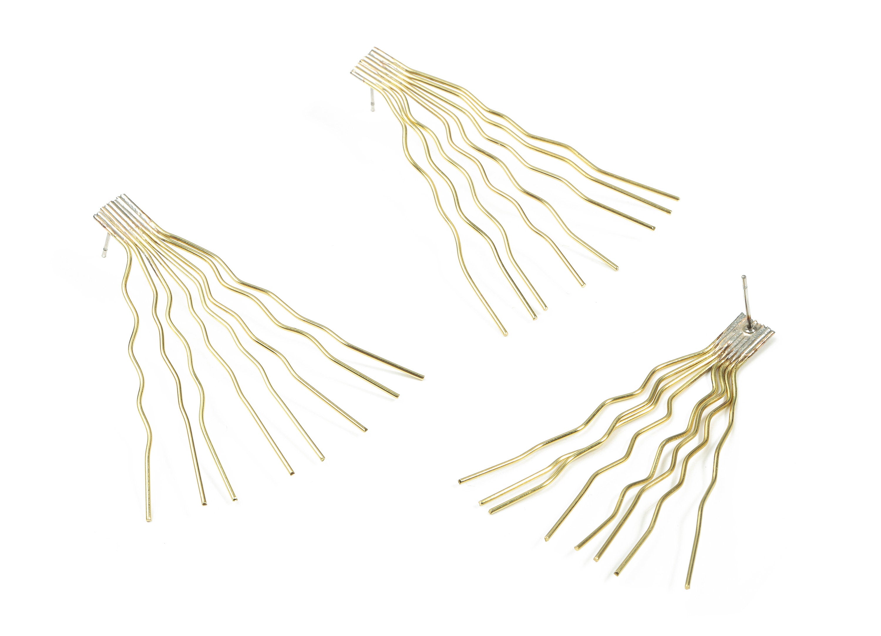 Brass Broom Earring Stud - Raw Brass Broom Earring Post - Chevron Ear Wires - Surgical Stud - Jewelry Supplies - 54.4x40.83x0.97mm - PP3300 - DOMEDBAZAAR