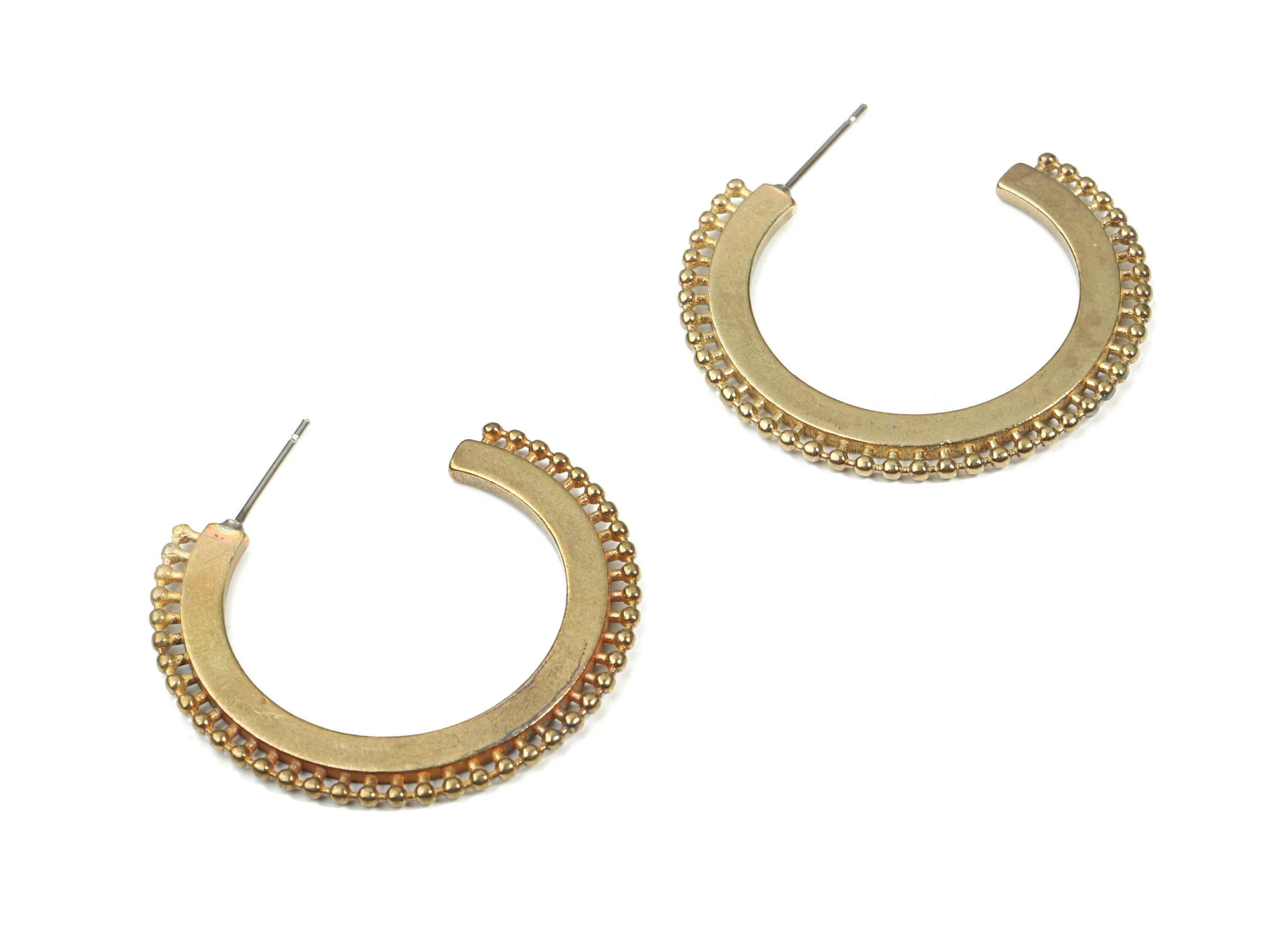 Brass C Earring Stud - Raw Brass Open Hoop  Earring Post - Surgical Stud - Earring Post - Jewelry Supplies - 35.19x5.55x1.64mm - PP3344 - DOMEDBAZAAR