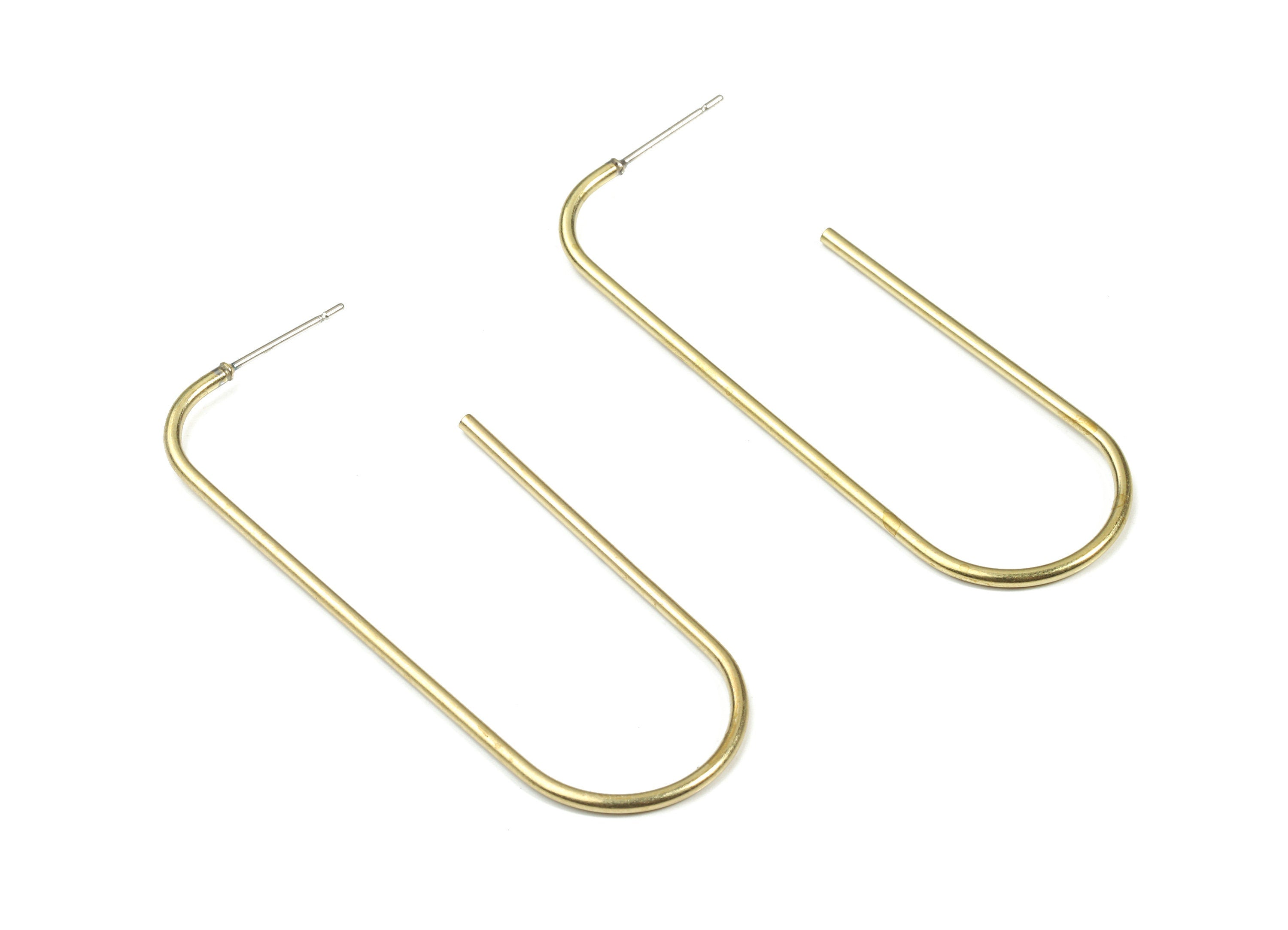 Brass Geometric Earring Stud - Raw Brass Ear Wire Post - Surgical Stud - Earring Post - Jewelry Supplies - 56.5x19.8x1.49mm - PP3339 - DOMEDBAZAAR