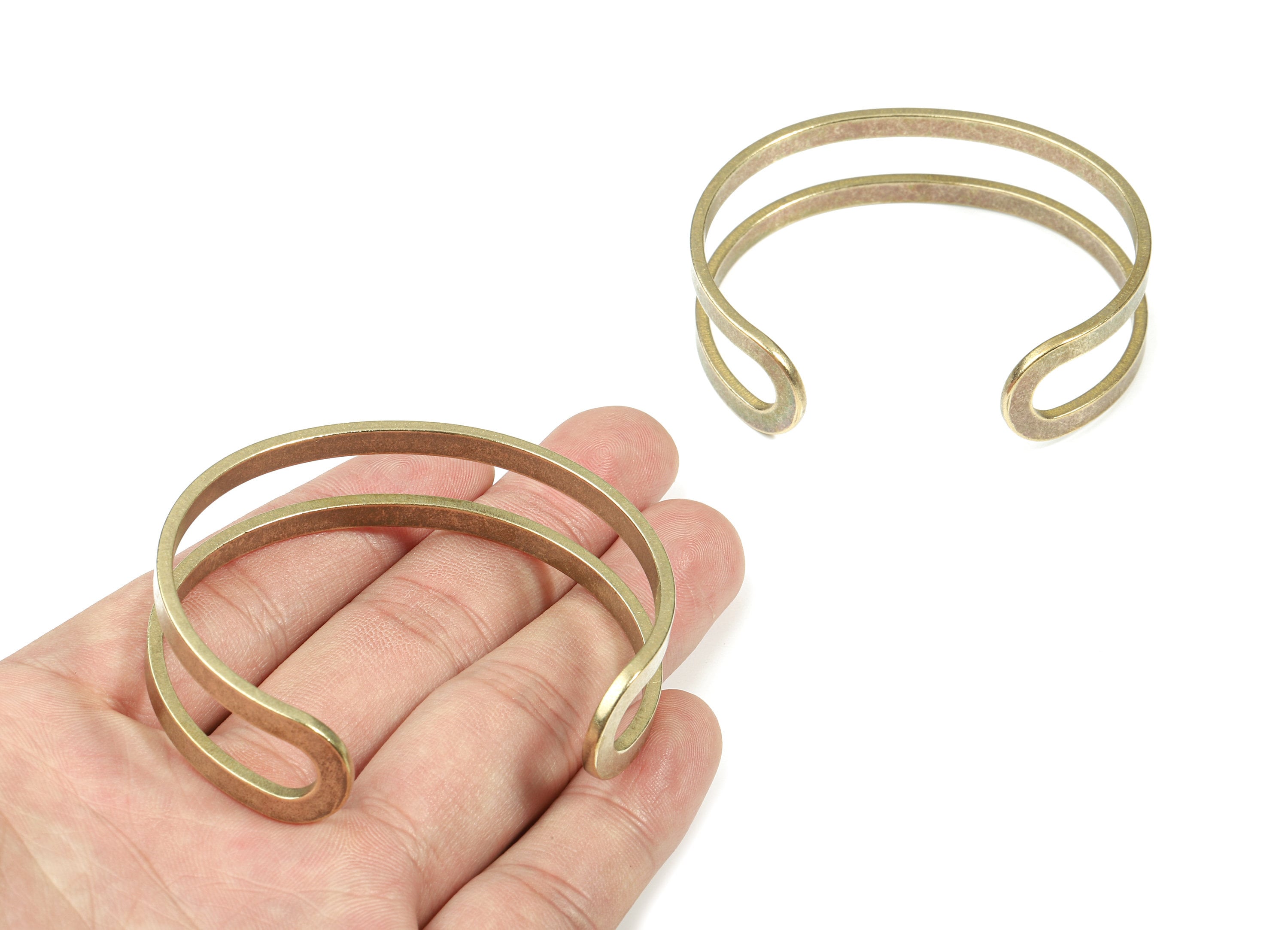 Brass Hammered Bracelet - Raw Brass Bracelet - Brass Wire Bangle - Jewelry Supplies - 61.95x16.09x2.06mm - PP3490 - DOMEDBAZAAR