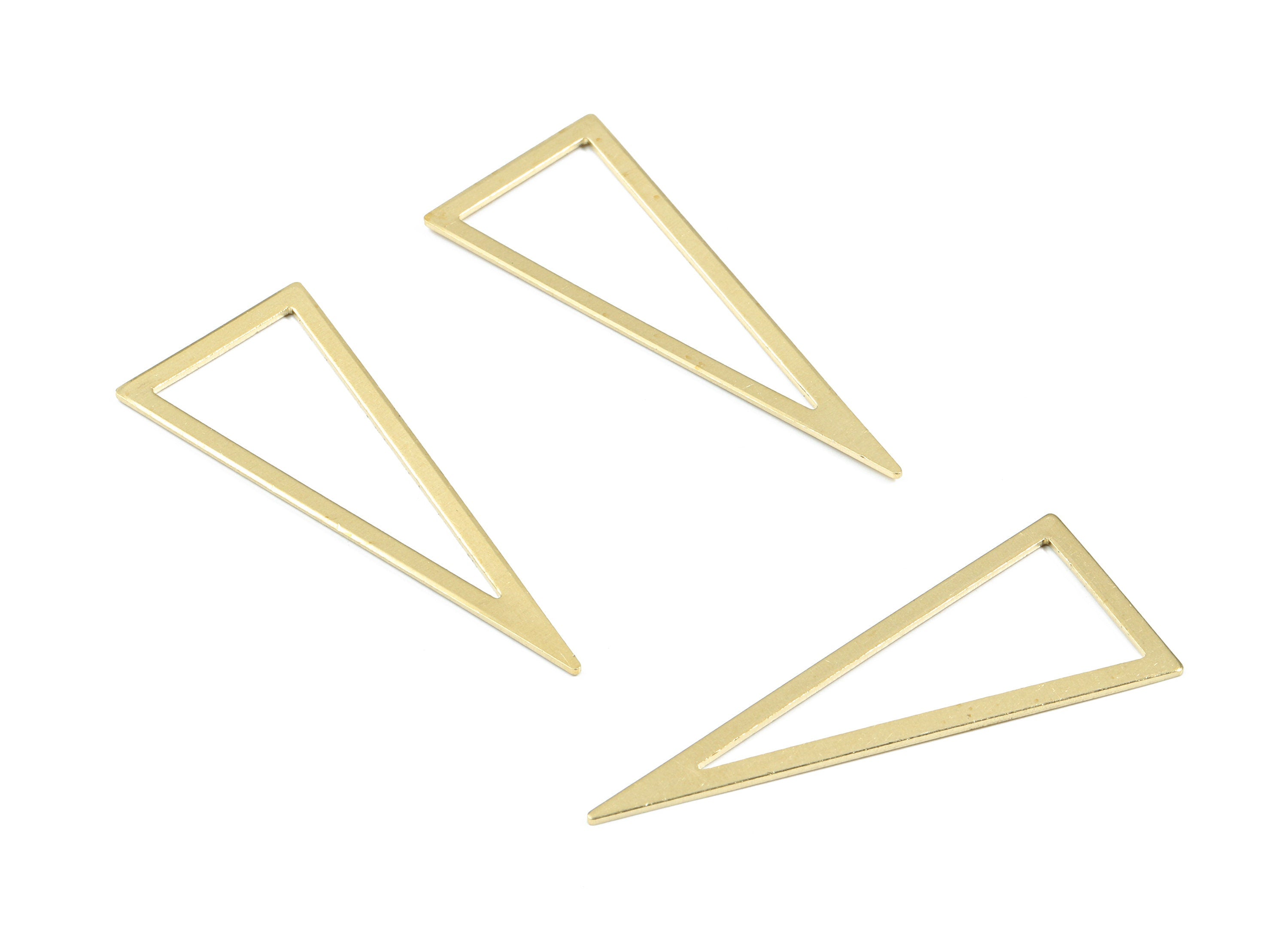 Brass Triangle Charms - Raw Brass Triangle Earring Charm - Earring Findings - Jewelry Supplies - 49.74x20x0.84mm - PP3345 - DOMEDBAZAAR