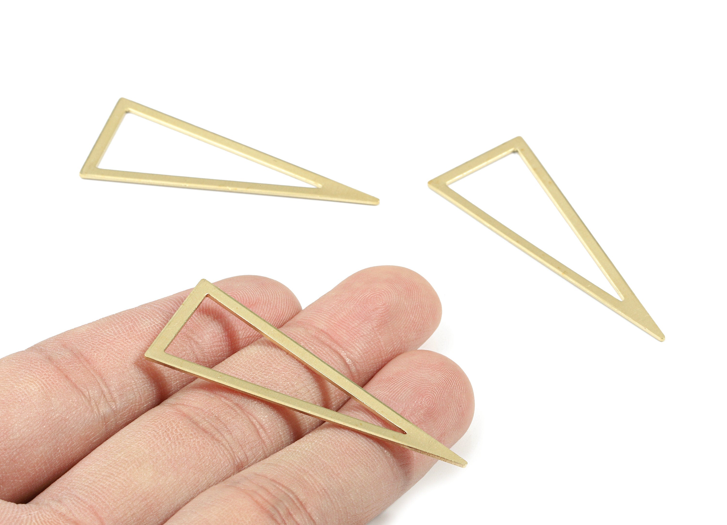 Brass Triangle Charms - Raw Brass Triangle Earring Charm - Earring Findings - Jewelry Supplies - 49.74x20x0.84mm - PP3345 - DOMEDBAZAAR