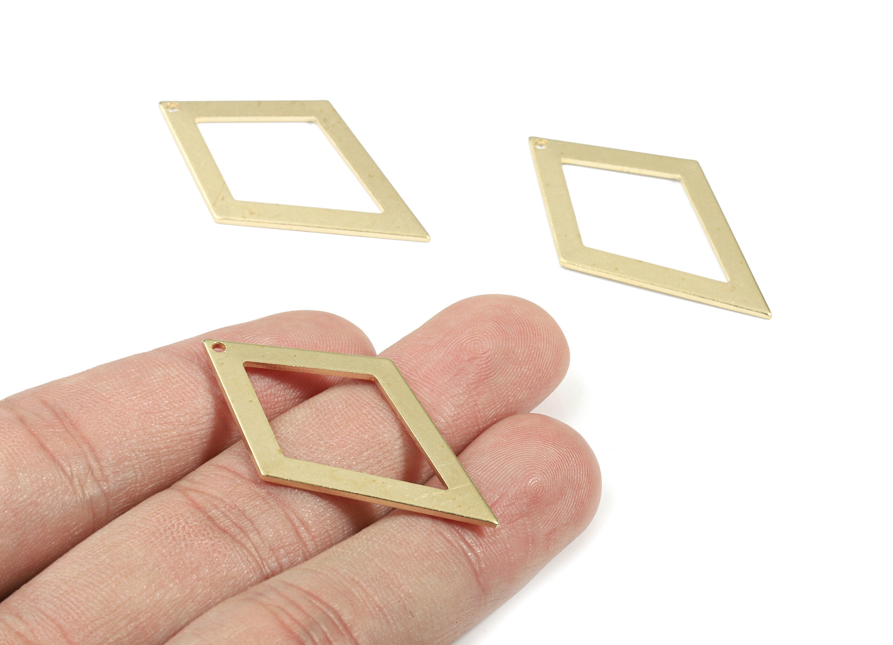 Brass Deltoid Earring Charms - Raw Brass Deltoid Pendant - Earring Findings - Jewelry Supplies - 41.41x24.65x1.13mm - PP3363 - DOMEDBAZAAR