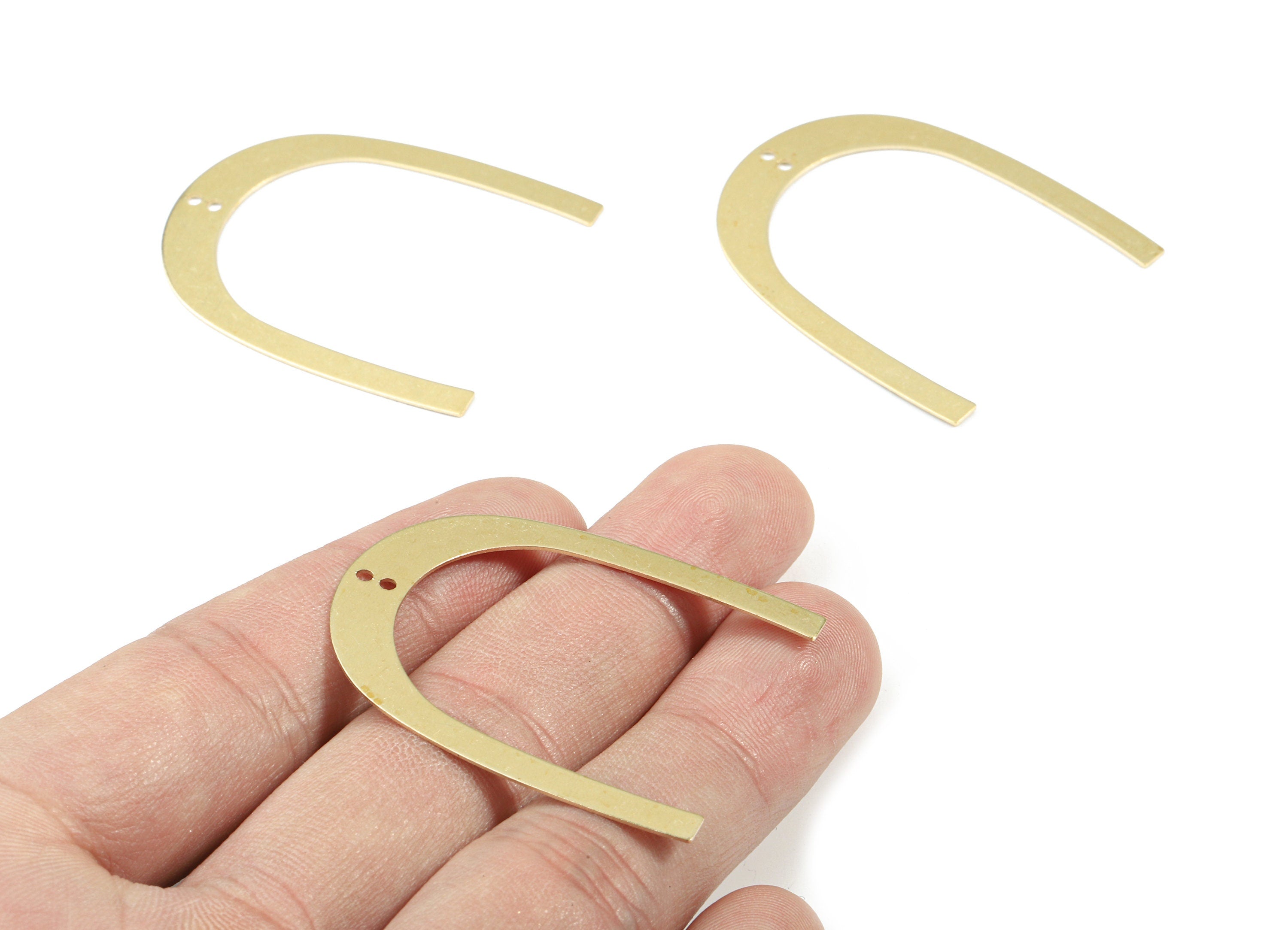 Brass U Earring Connector - Raw Brass U Connector - 2 Hole - Earring Findings - Jewelry Supplies - 41.62x34.92x0.56mm - PP3359 - DOMEDBAZAAR