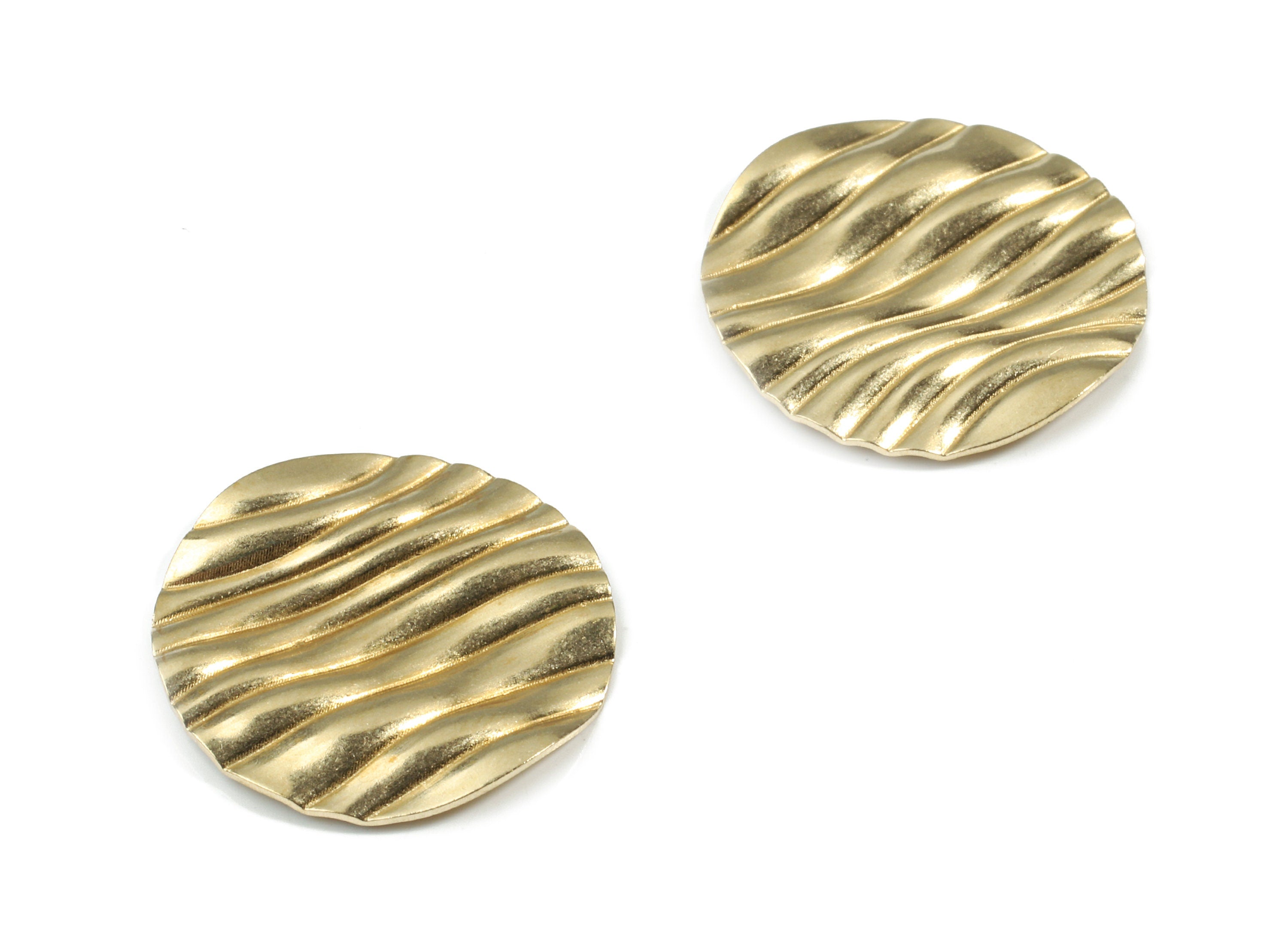 Brass Textured Wavy Charm - Raw Brass Patterned Round Blank - Earring Findings - Jewelry Supplies - 22.03x22.03x1.11mm - PP3374 - DOMEDBAZAAR