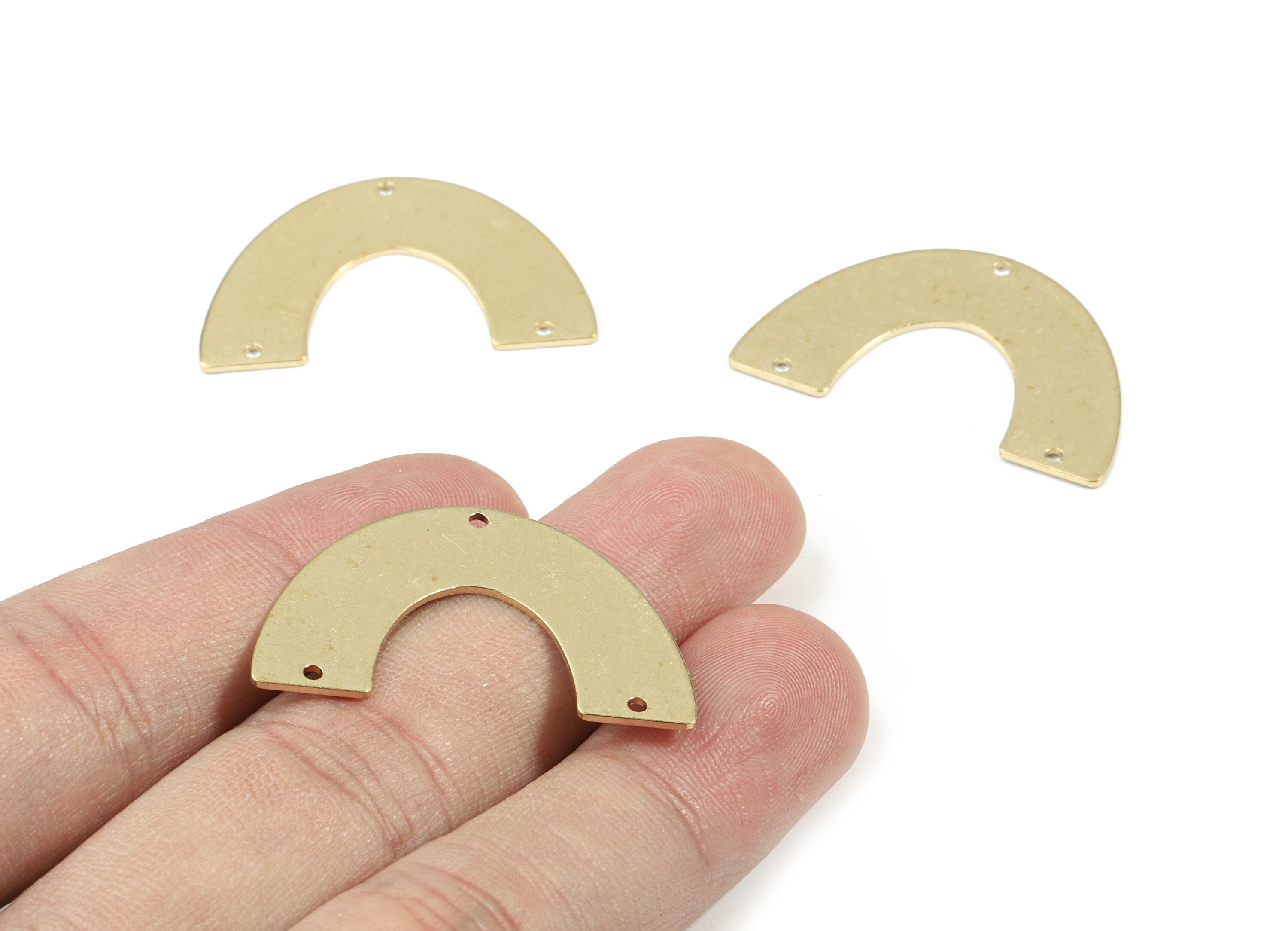Personalized stamping blank - Brass Semi Circle Earring Connector - Raw Brass Half Moon Necklace Connector - 21.19x34.04x0.8mm - PP3368 - DOMEDBAZAAR