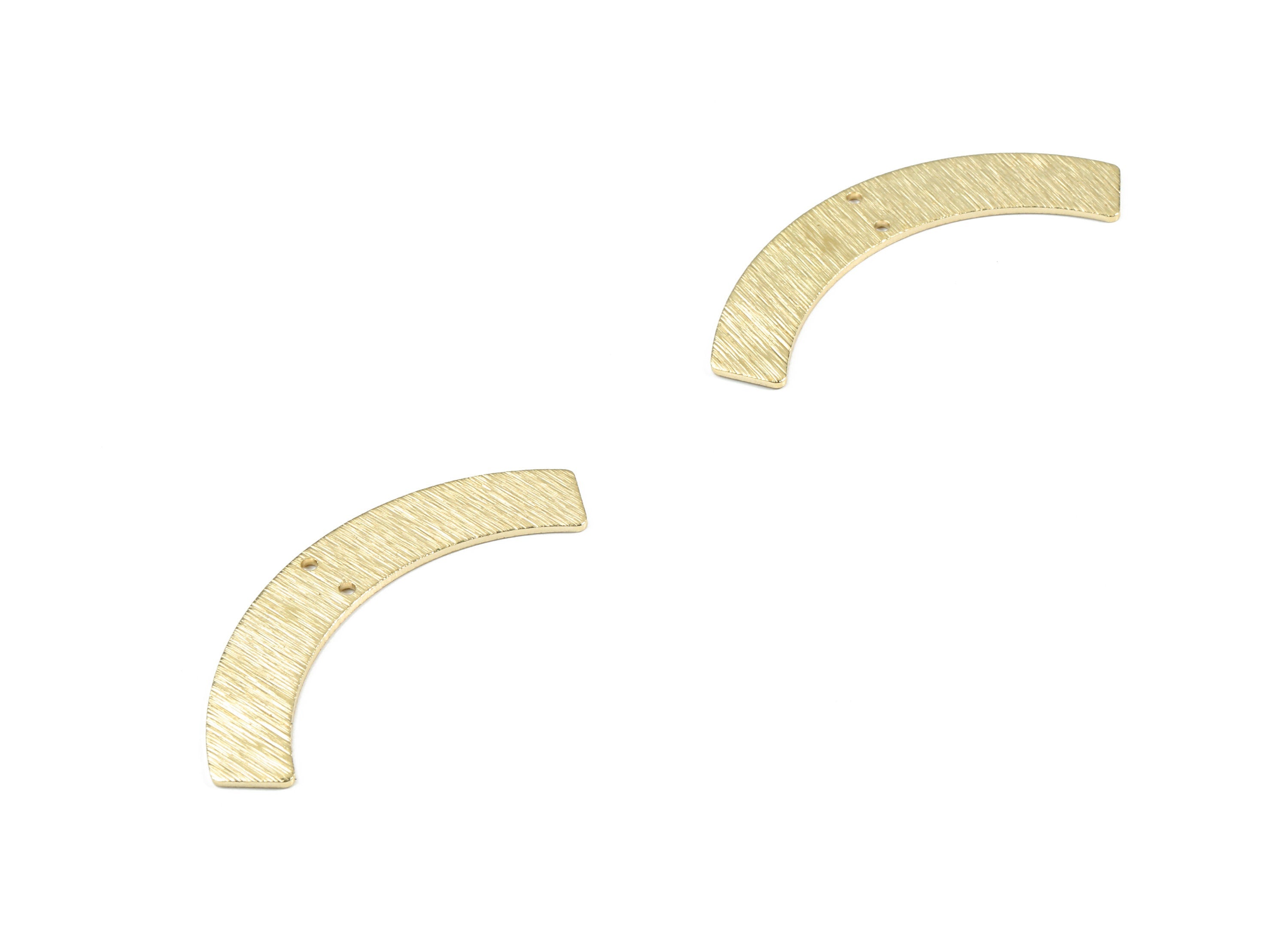 Brass Bent Bar Earring Connector - Raw Brass Bent Bar Necklace Connector - Textured Brass 2 Hole Connector - 47.34x8.1x1.02mm - PP3370 - DOMEDBAZAAR