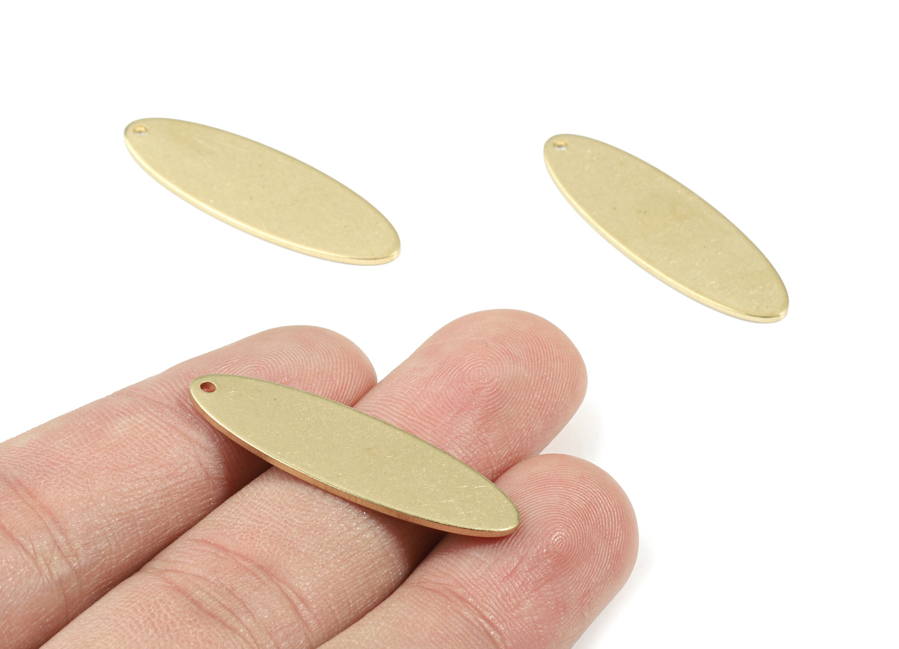 Personalized stamping blank - Brass Oval Earring Charms - Raw Brass Oval Pendant - Earring Findings - 34.82x11.33x1.01mm - PP3371 - DOMEDBAZAAR