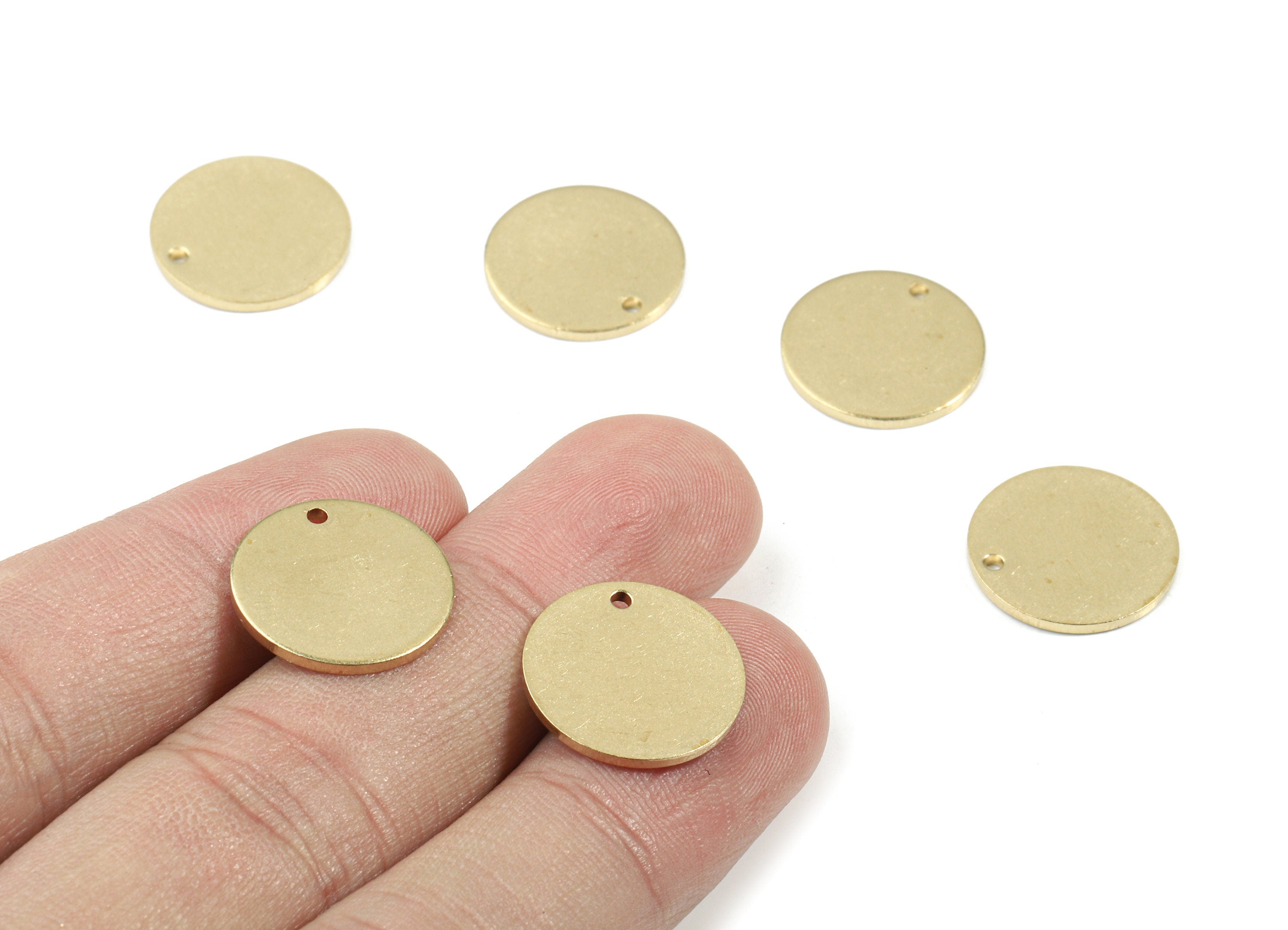 Brass Mini Round Earring Charms - Raw Brass Coin and Circle Pendant - Earring Findings - Jewelry Supplies - 15.97x15.97x1.19mm - PP3384 - DOMEDBAZAAR