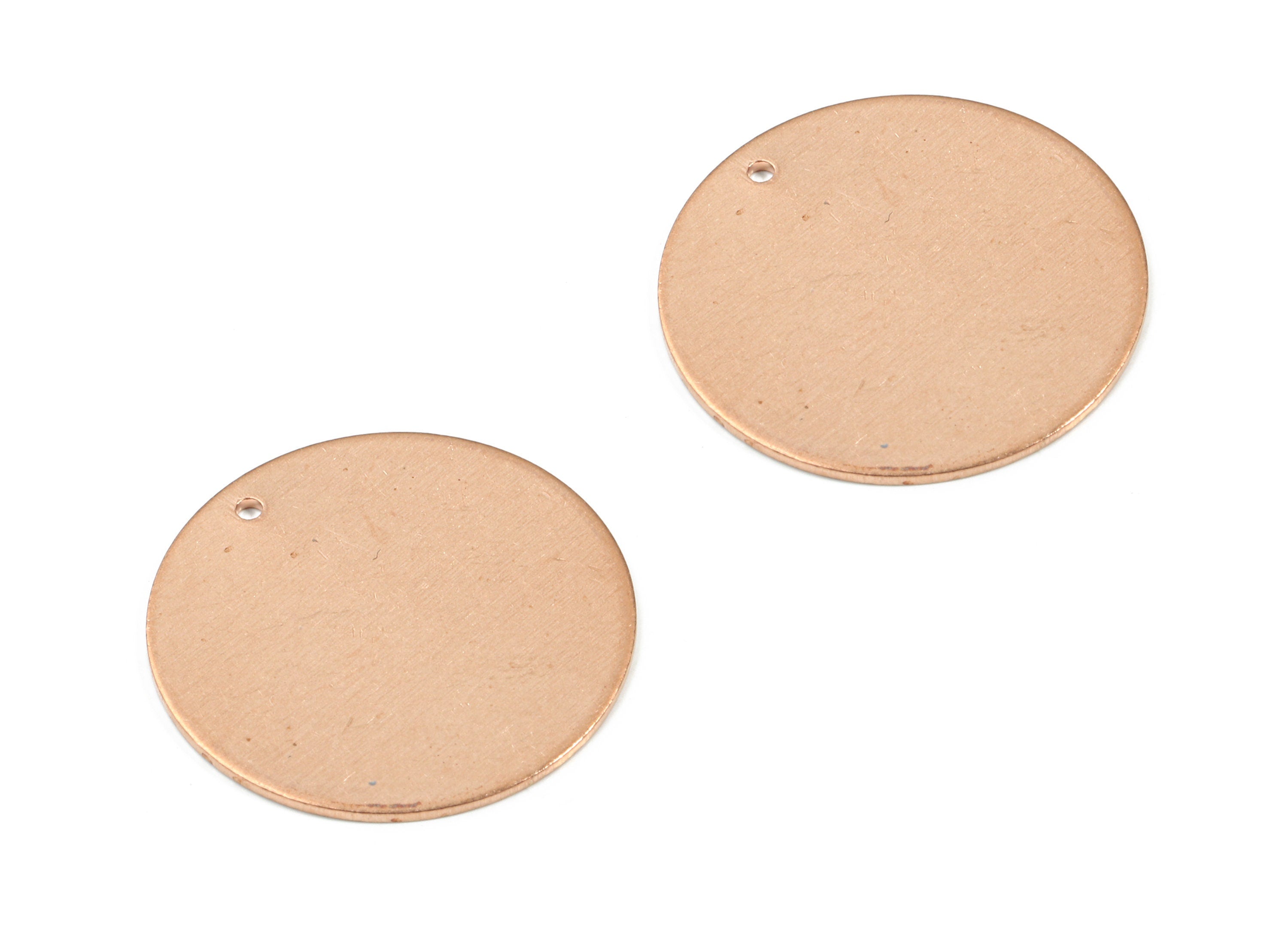 Copper Round Earring Charm - Raw Copper Circle Pendant - Earring Findings - Jewelry Supplies - 25.02x25.02x0.99mm - PP3393 - DOMEDBAZAAR