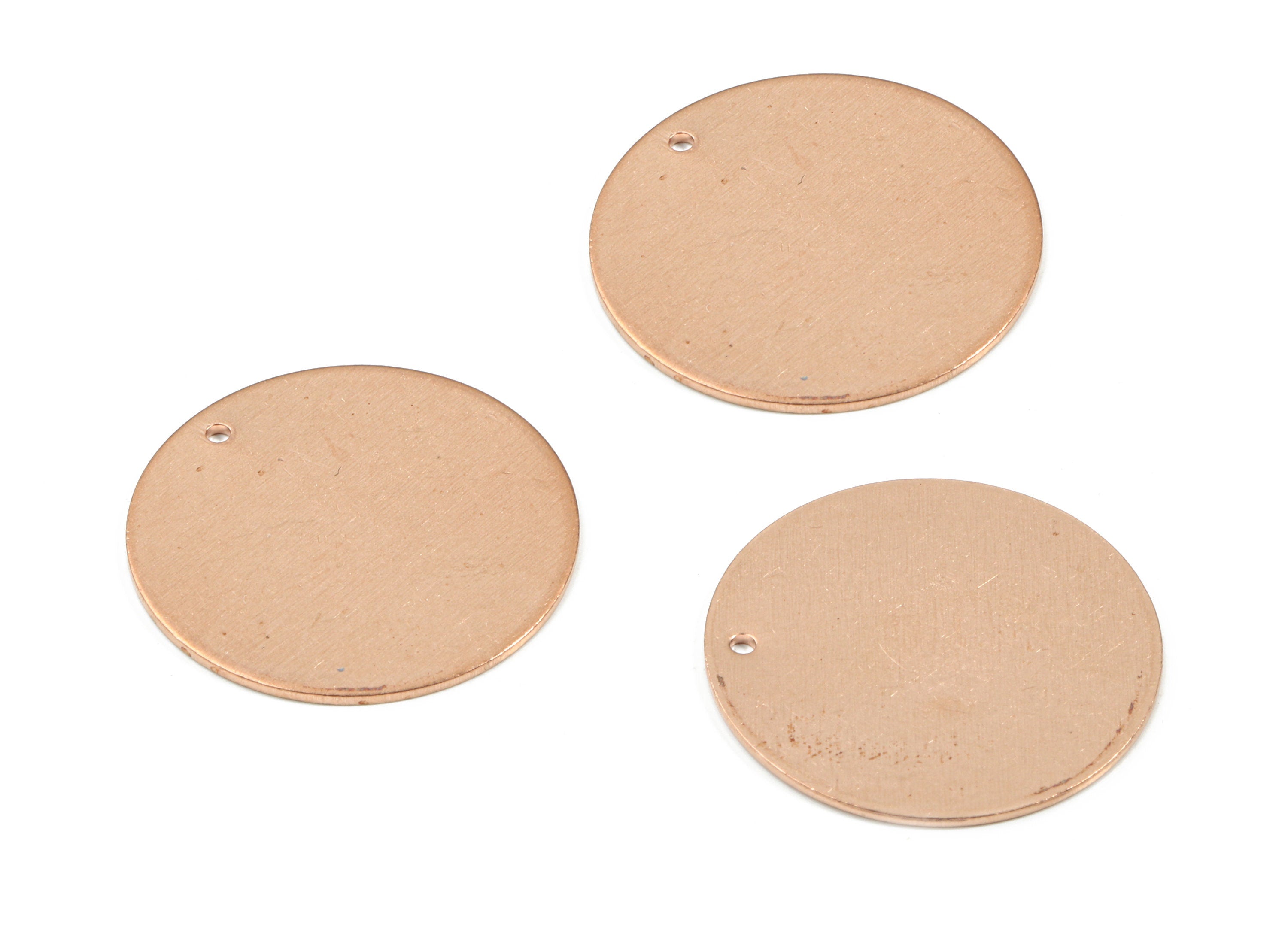 Copper Round Earring Charm - Raw Copper Circle Pendant - Earring Findings - Jewelry Supplies - 25.02x25.02x0.99mm - PP3393 - DOMEDBAZAAR