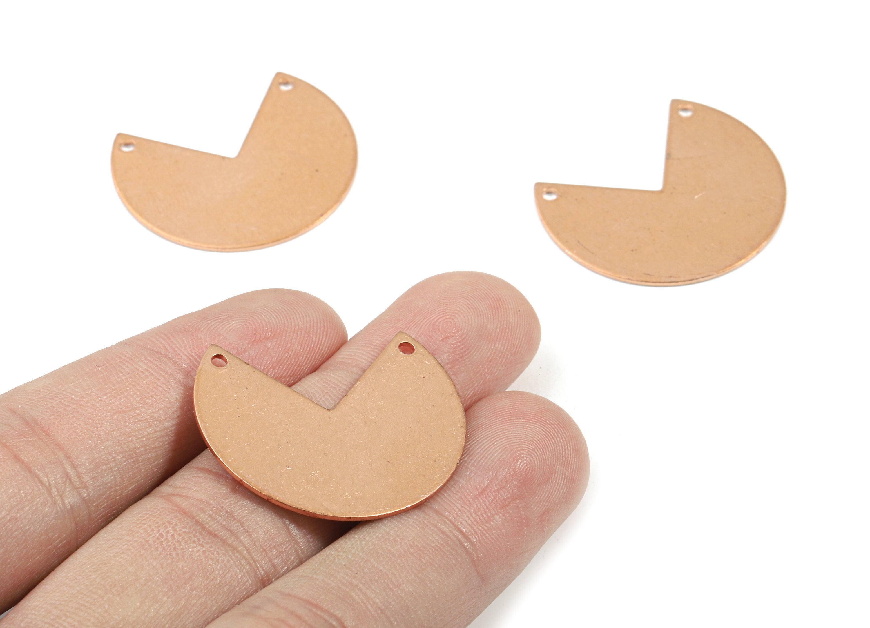 Personalized stamping blank - Copper Three Quarter Connector - Raw Copper Three Quarter Stamping Blank - 30x24.64x0.83mm - PP3397 - DOMEDBAZAAR