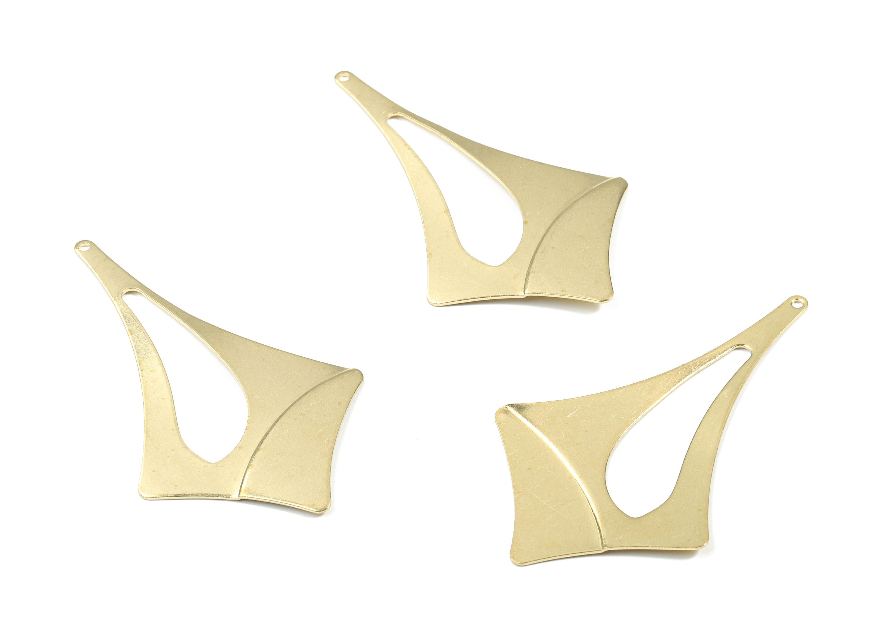 Brass Leaf Drop Earring Charms - Raw Brass Drop Pendant - Earring Findings - Jewelry Supplies - 55.69x32.93x1.05mm - PP3399 - DOMEDBAZAAR