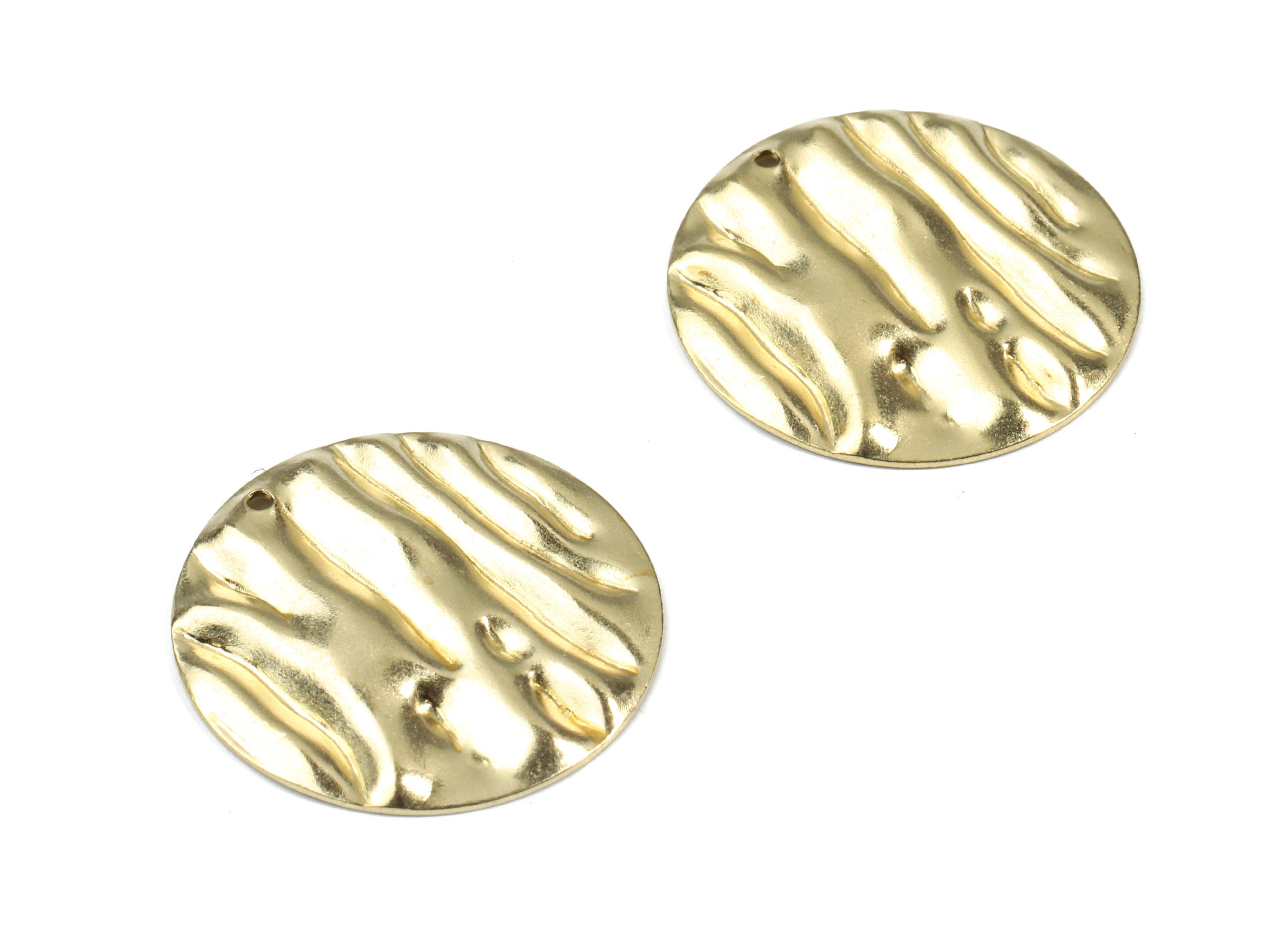 Brass Wavy Round Earring Charms - Raw Brass Circle Pendant - Earring Findings - Jewelry Supplies - 25.04x25.04x2.03mm - PP3400 - DOMEDBAZAAR