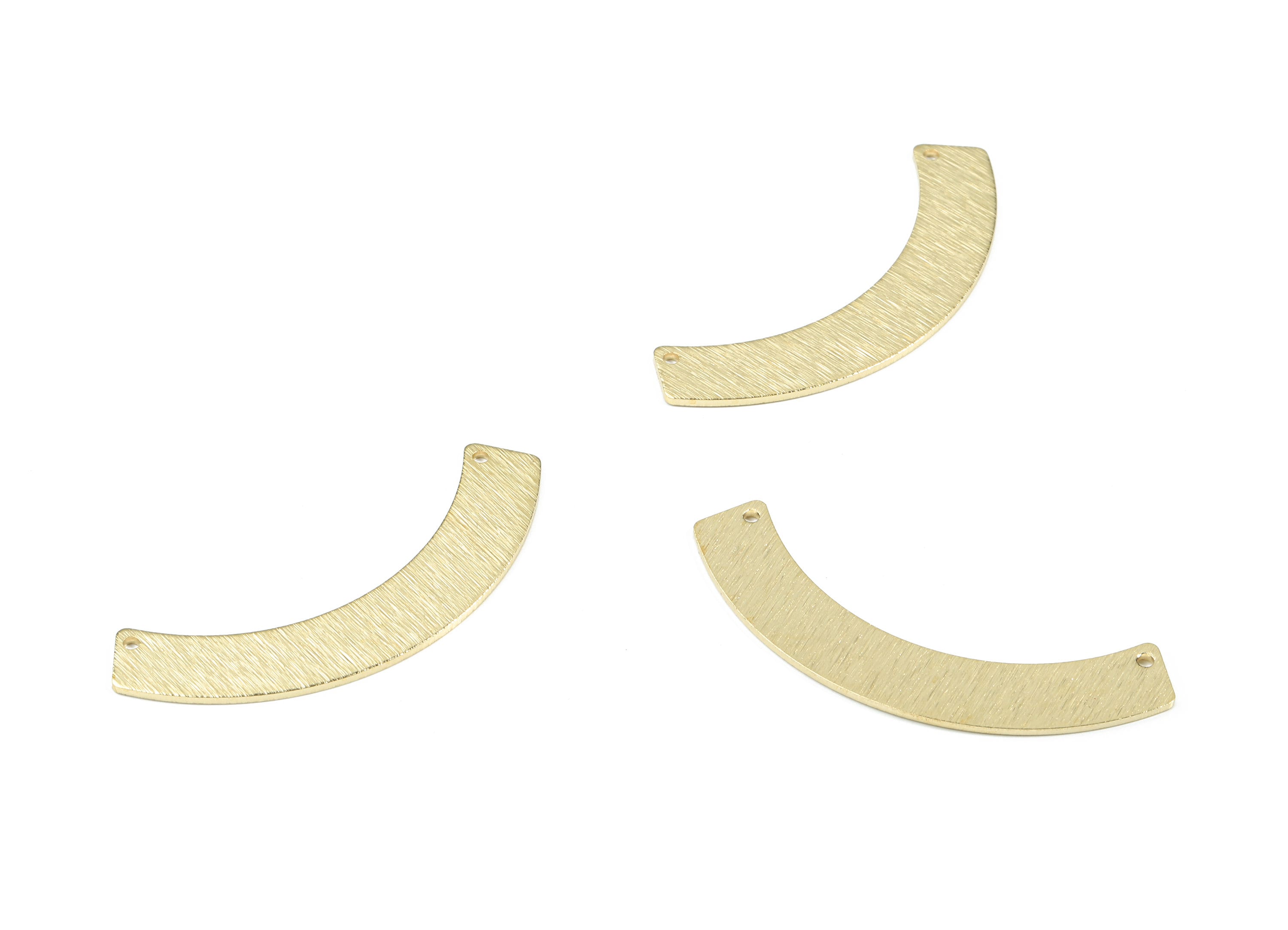 Brass Bent Bar Earring Connector - Raw Brass Bent Bar Necklace Connector - Textured Brass 2 Hole Connector - 47.43x15.74x0.99mm - PP3410 - DOMEDBAZAAR