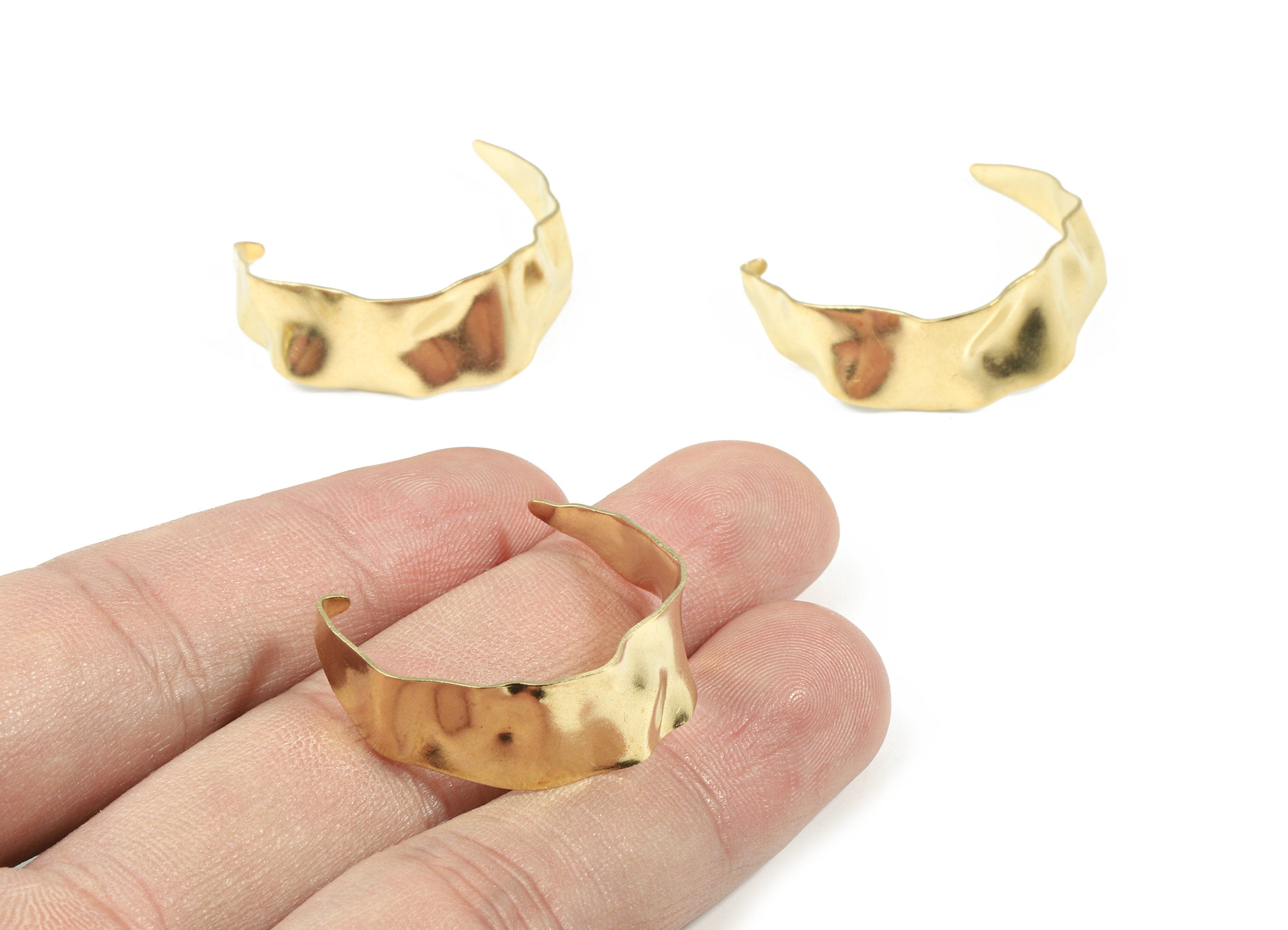 Brass Wavy Open Hoop Charms - Raw Brass C Shape Charm - Earring Findings - Jewelry Supplies - 30.68x25.27x0.92mm - PP3415 - DOMEDBAZAAR