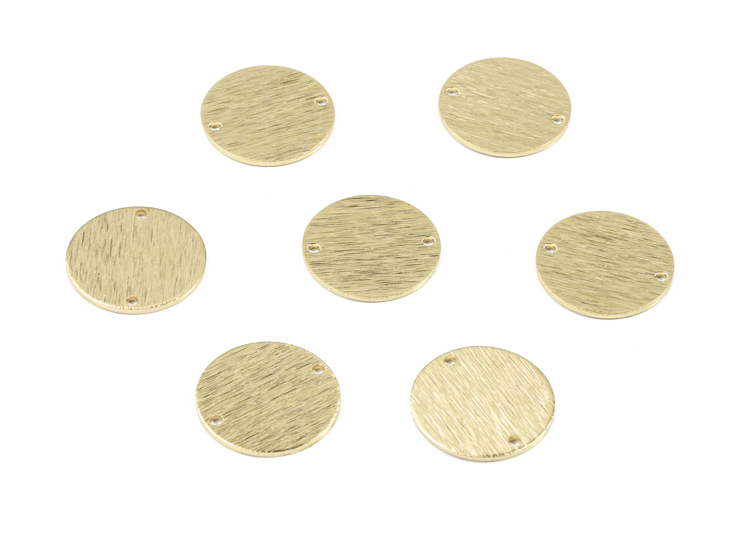 Brass Coin Connector - Raw Brass Mini Round Earring Connector - Textured Brass Circle Charm - Jewelry Supplies - 18.01x18.01x1.05mm - PP3423 - DOMEDBAZAAR