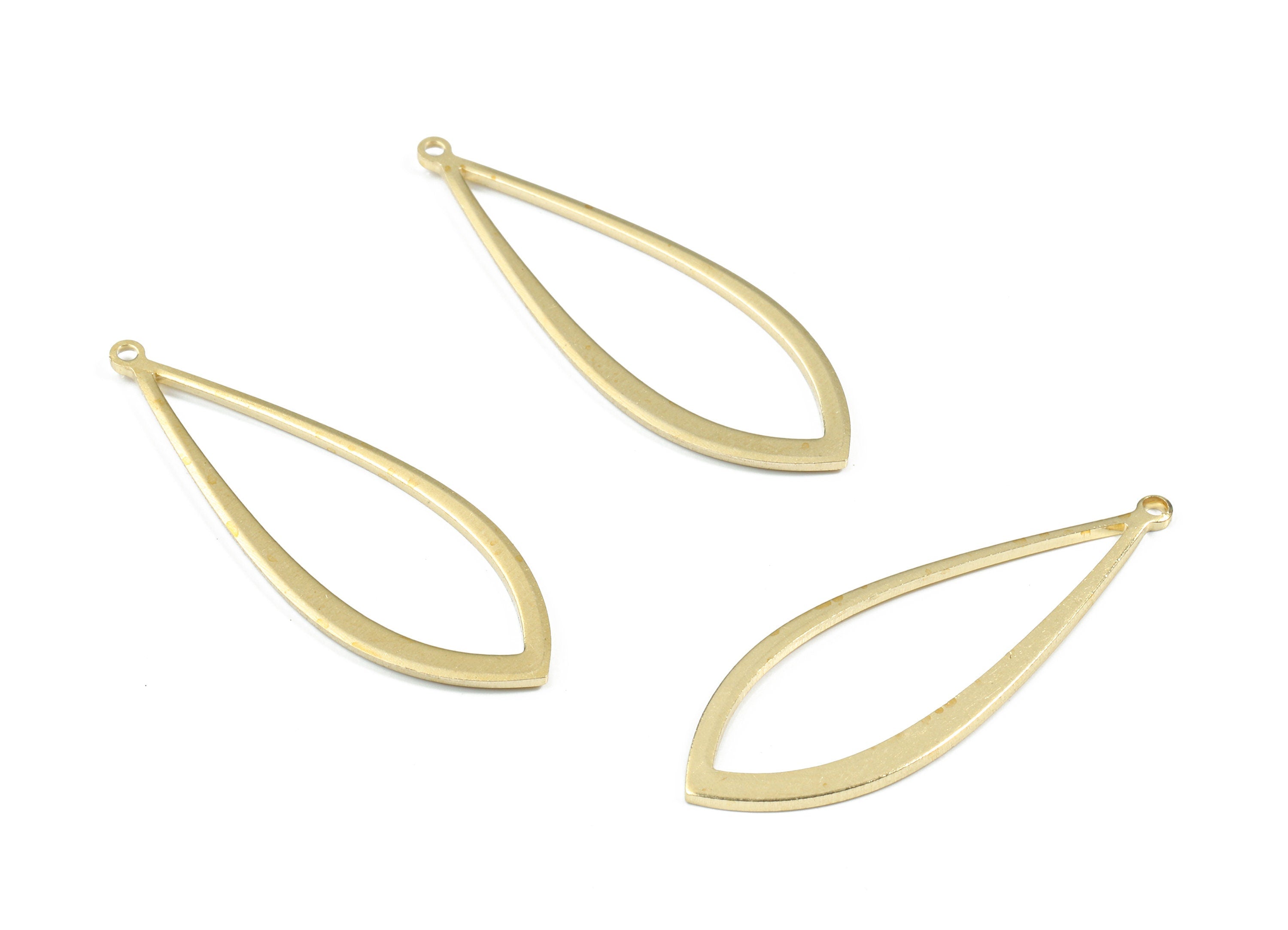 Brass Drop Earring Charms - Raw Brass Drop Pendant - Brass Drop Connector - Earring Findings - Jewelry Supplies - 36.8x12.93x1.05mm - PP3436 - DOMEDBAZAAR