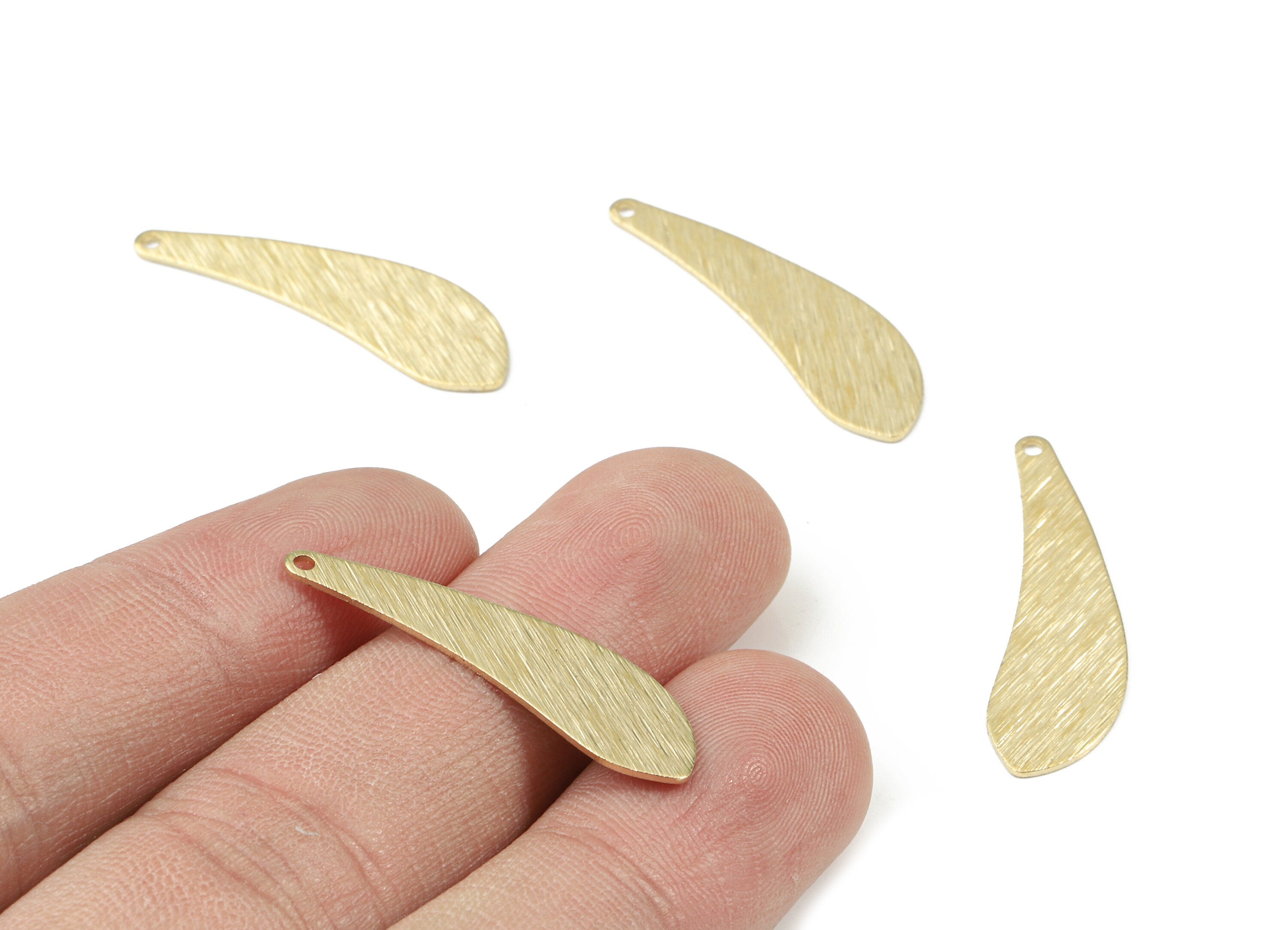 Brass Tie Earring Charms - Raw Brass Textured Tie Pendant - Earring Findings - Jewelry Supplies - 31.25x9.16x0.74mm - PP3451 - DOMEDBAZAAR