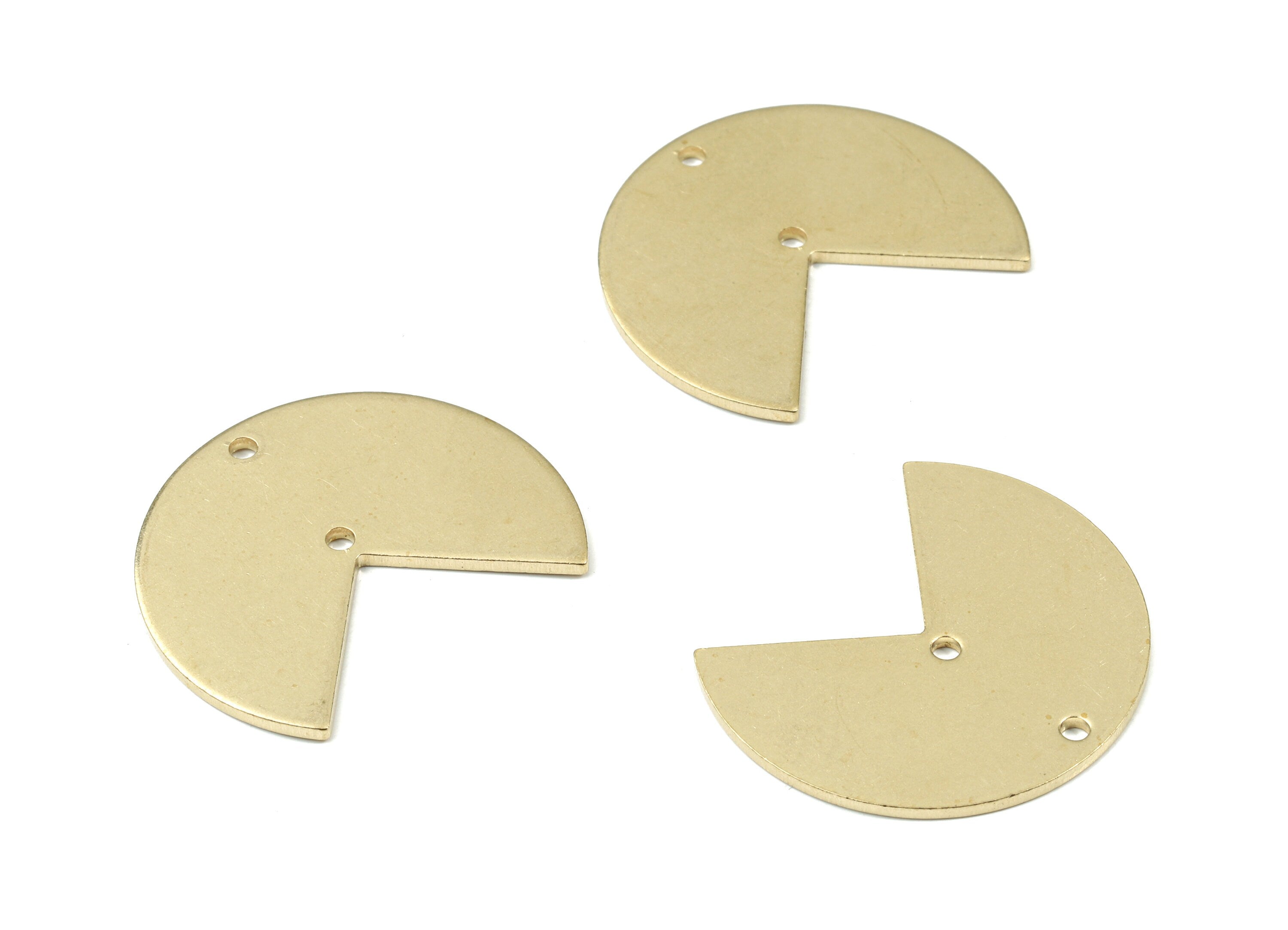 Brass Three Quarter Connector - Raw Brass Three Quarter Earring Connector - Brass Three Quarter Necklace - 30.02x24.86x1.22mm - PP3456 - DOMEDBAZAAR