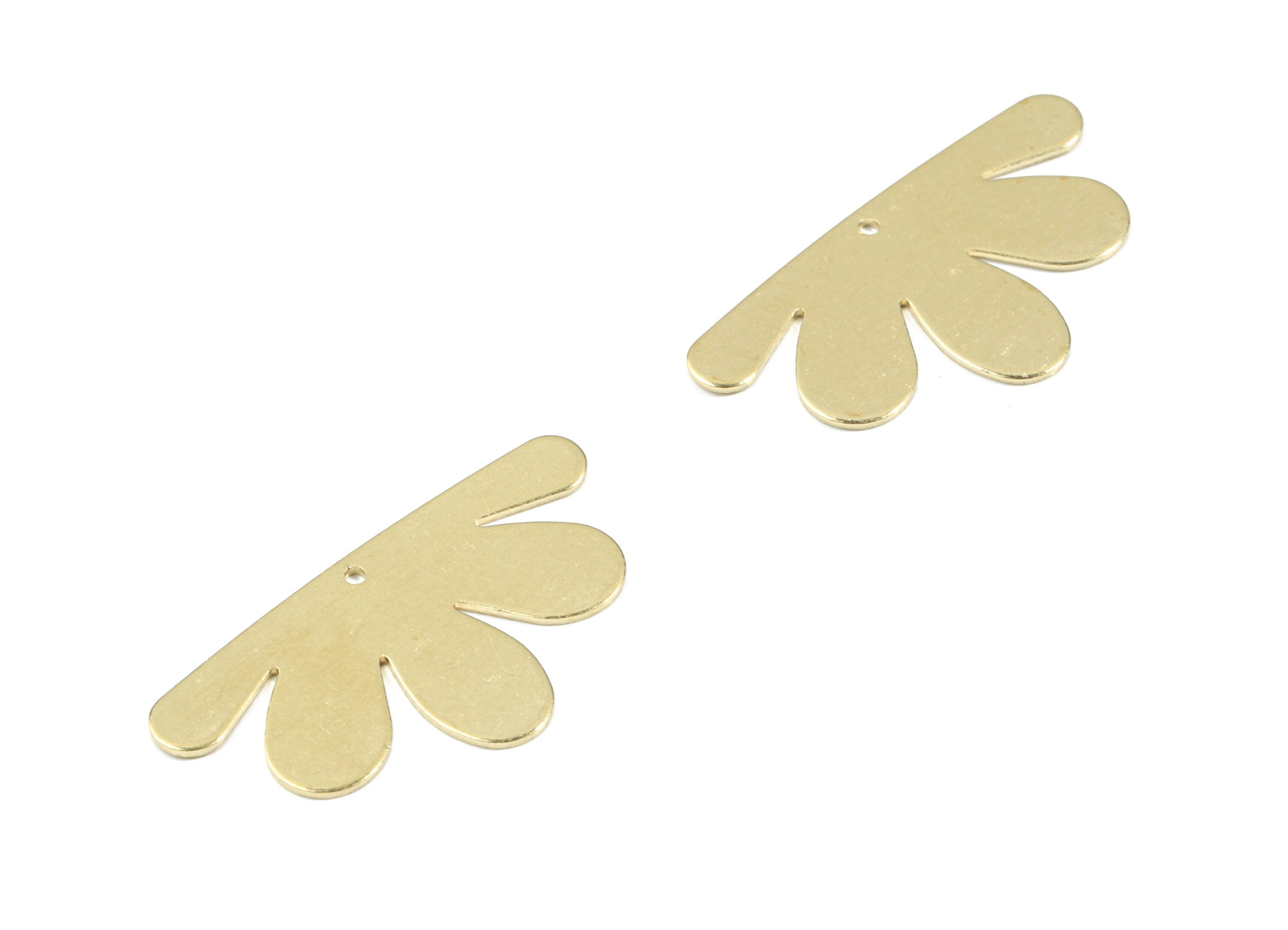 Brass Flower Earring Charms - Raw Brass Flower Pendant - Earring Findings - Jewelry Supplies - 33.72x18.08x0.77mm - PP3472 - DOMEDBAZAAR