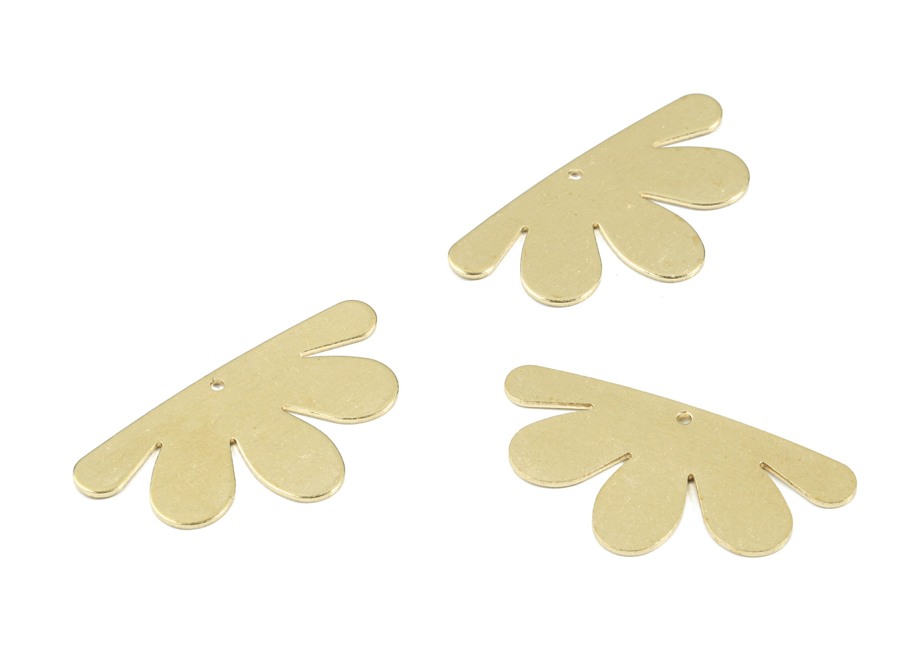 Brass Flower Earring Charms - Raw Brass Flower Pendant - Earring Findings - Jewelry Supplies - 33.72x18.08x0.77mm - PP3472 - DOMEDBAZAAR