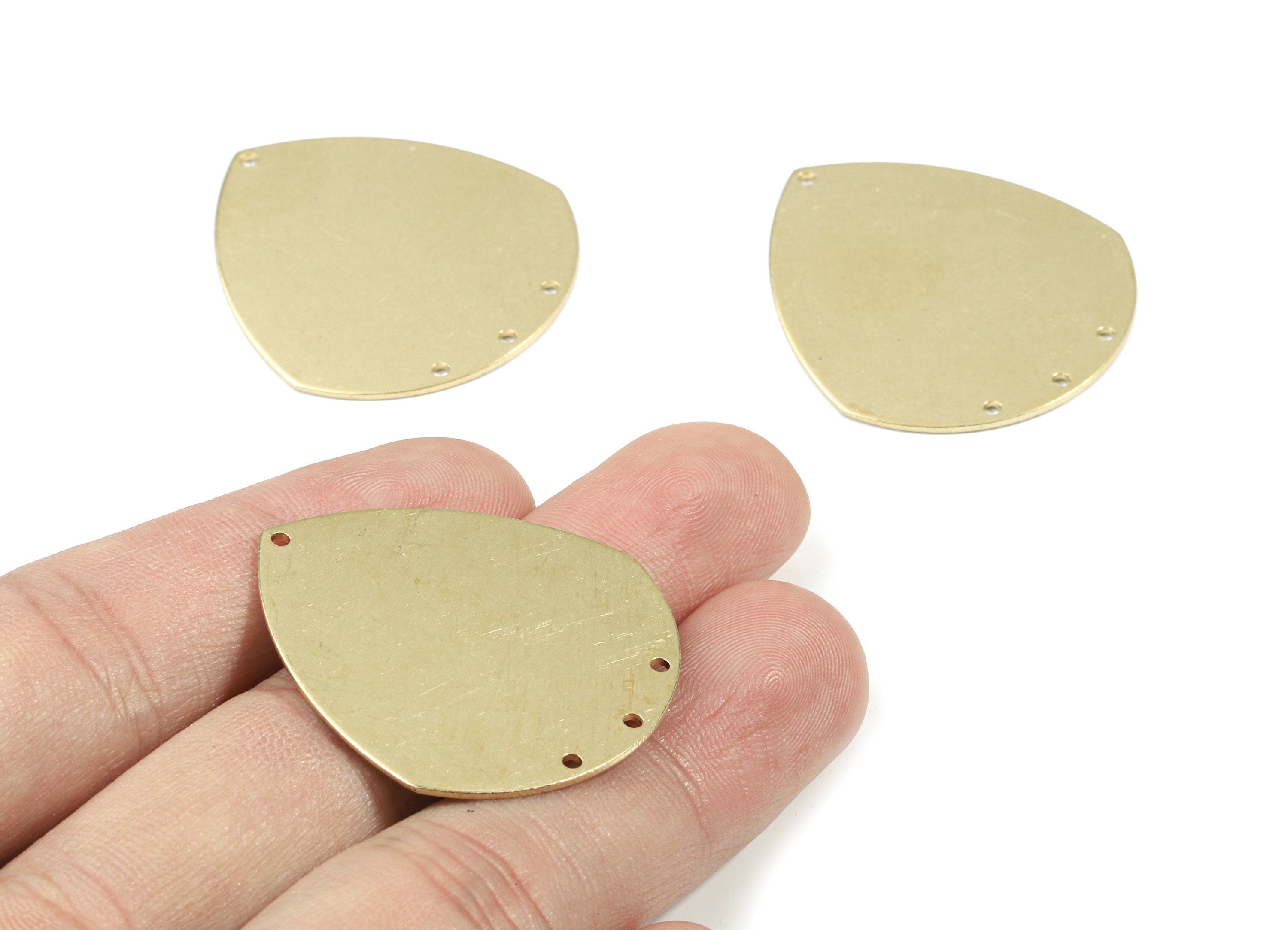 Personalized stamping blank - Brass Drop Earring Connector - Raw Brass Wide Drop Connector - Brass 4 Hole Connector - 35.65x33x1mm - PP3486 - DOMEDBAZAAR